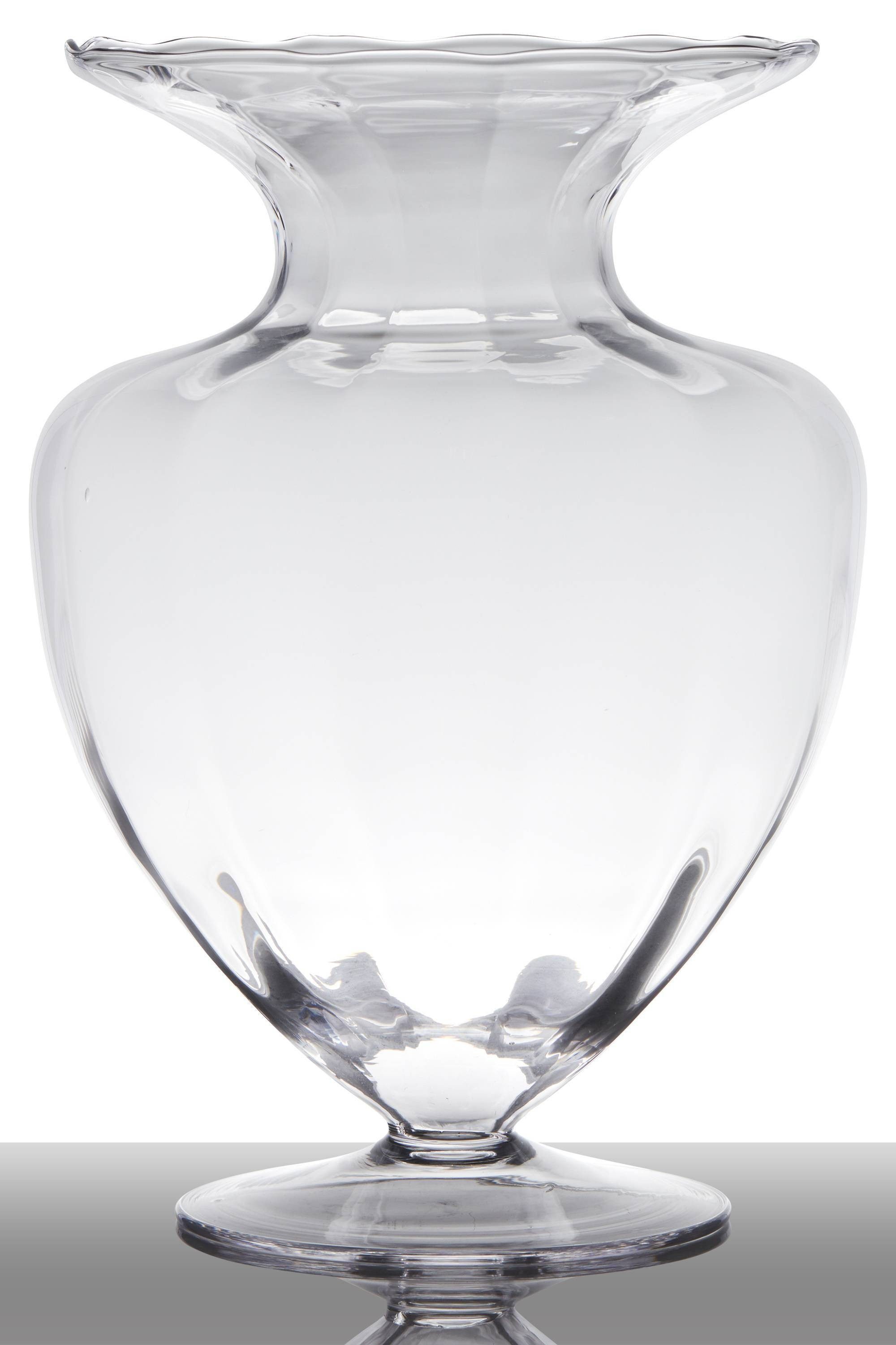INNA-Glas Bodenvase Glas Kendra auf Standfuß, Trichter – rund, klar, 33cm, Ø 23,