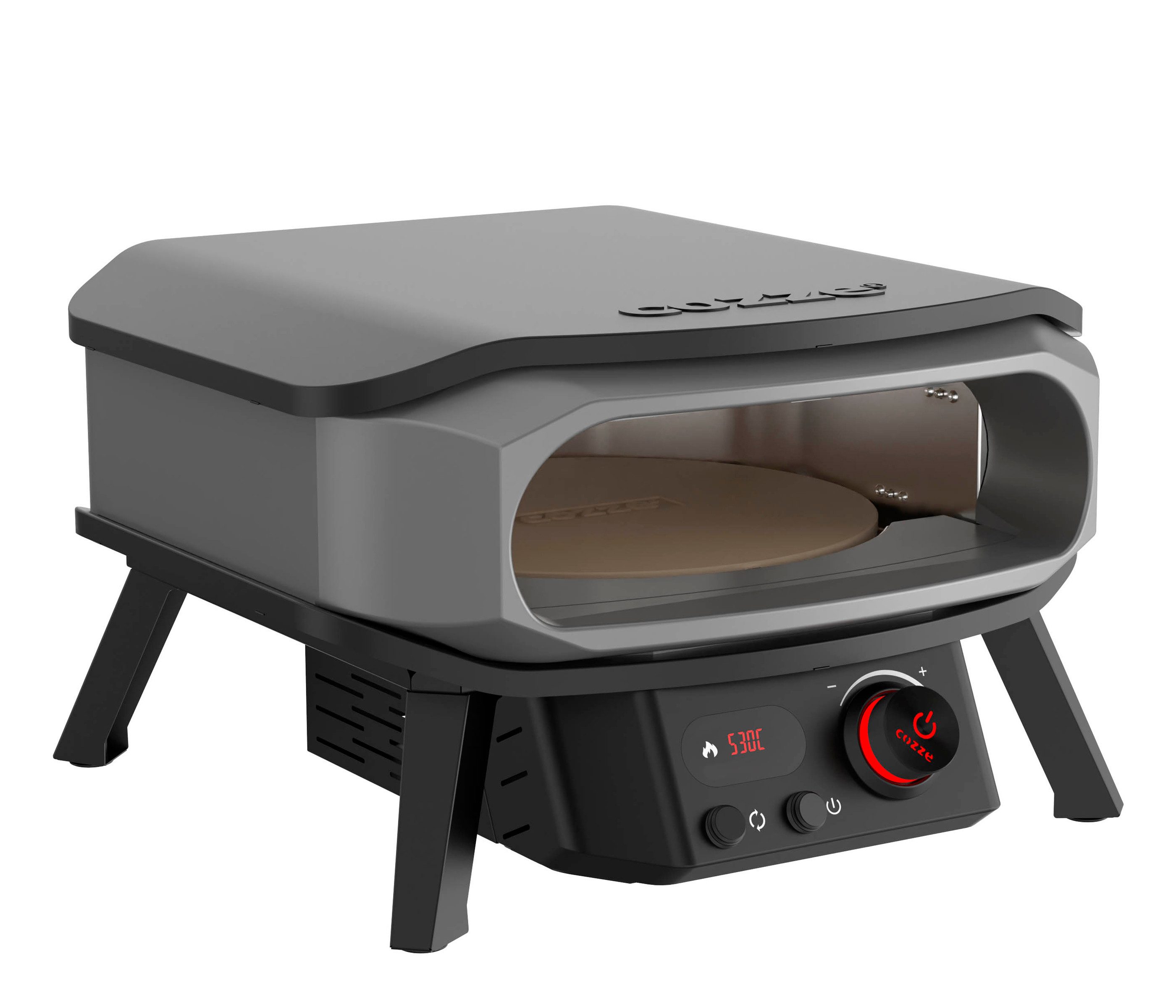 COZZE Pizzaofen Elektrischer Pizzaofen Premium Rotate 13", inkl. Pizzastein, Backtemperatur bis 450°C, Grillfläche 34 x 34 cm, 2200 W, 230 V