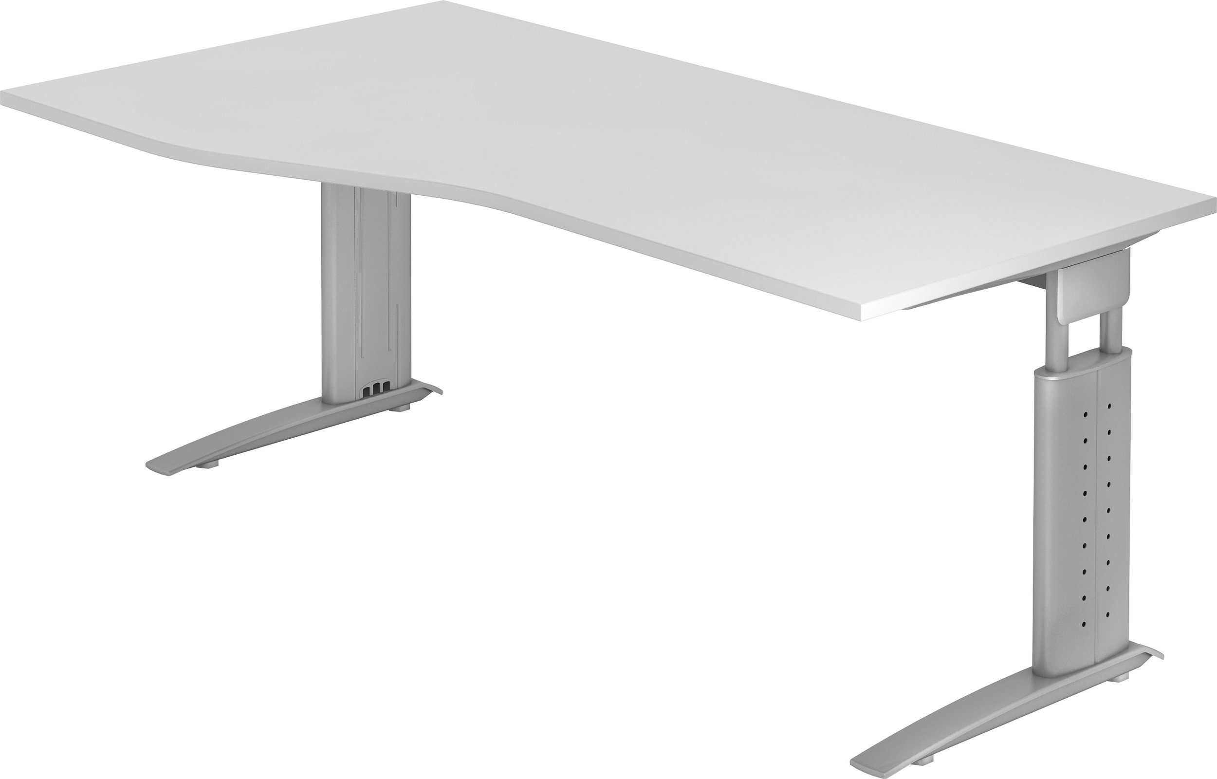 bümö Schreibtisch Schreibtisch Serie-U, Freiform: 180 x 100 cm - Dekor: Weiß - Gestell: Silbergrau