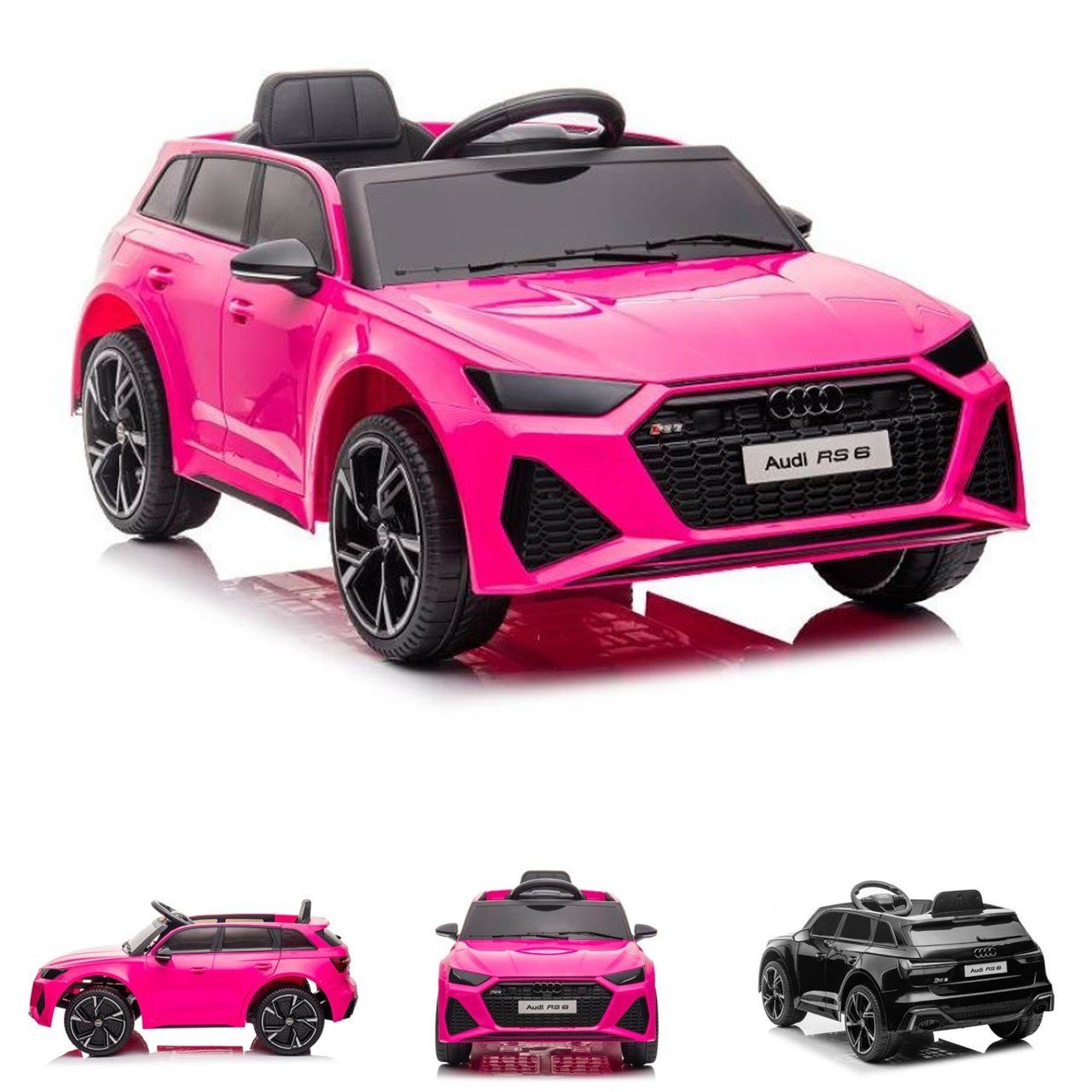 ES-Toys Elektro-Kinderauto Elektrofahrzeug Audi RS6, Belastbarkeit 30 kg, lizenziert Kunstledersitz EVA-Reifen MP3