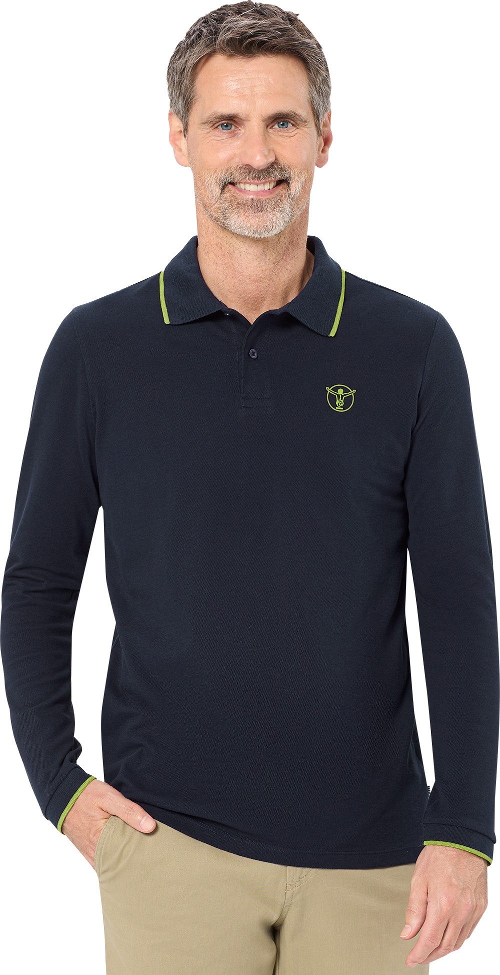 Chiemsee Langarm-Poloshirt aus formstabilem Baumwoll-Piqué