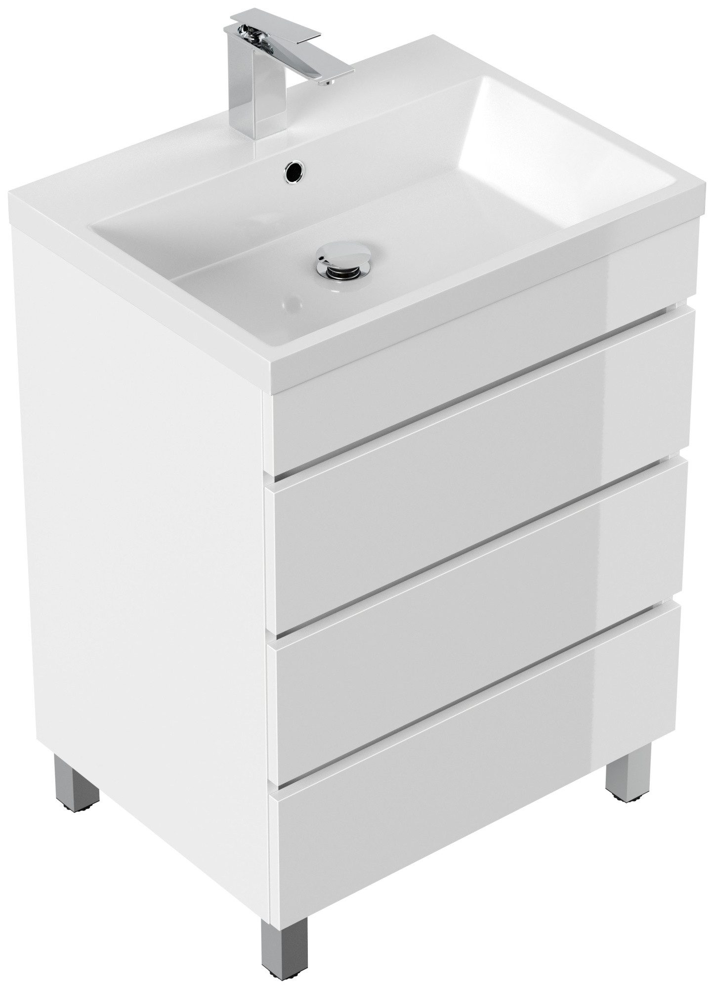 Magnolia Home Hängeschrank Stand Badmöbel Via 70 SoftClose weiss hochglanz mit drei grifflosen Sc