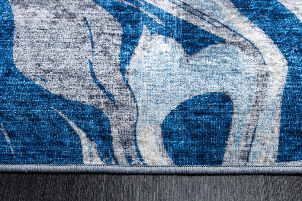 riess-ambiente Designteppich ART RUGS 350x240cm grau blau · Kurzflor-Teppich im modernen Design, rechteckig, Höhe: 8 mm, XXL · Wohnzimmer · Fußbodenheizung-geei – Bild 4 von 5
