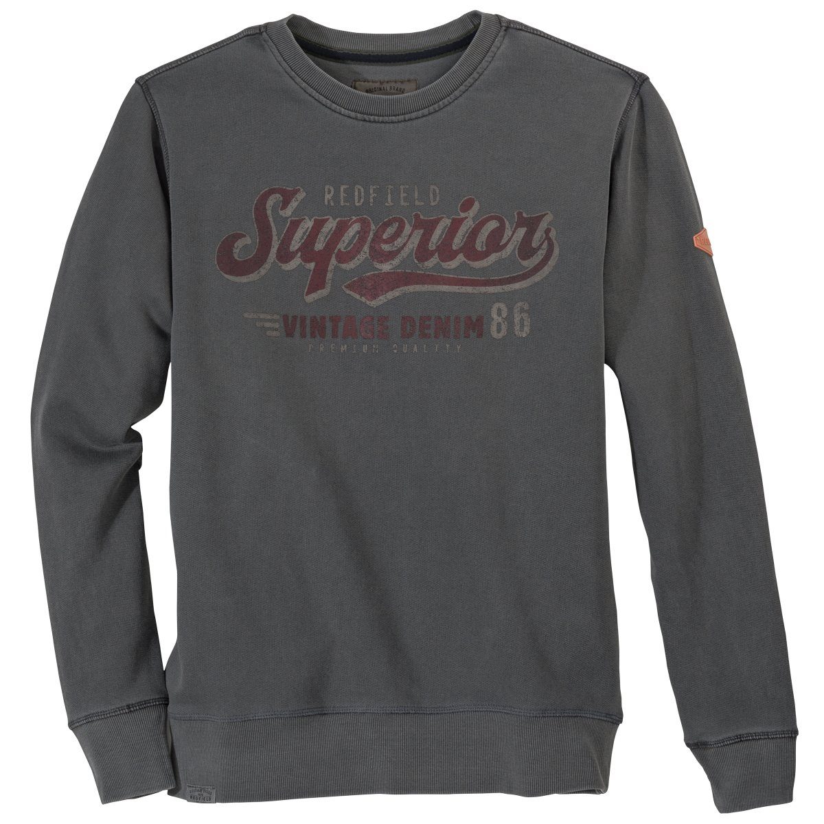 Herren Pullover redfield Sweater Große Größen Redfield Sweatshirt grau Print Superior