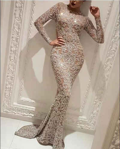 RUZU UG Abendkleid Damen Bronzing schlankes sexy langem Rock Cocktailkleid Brautkleid