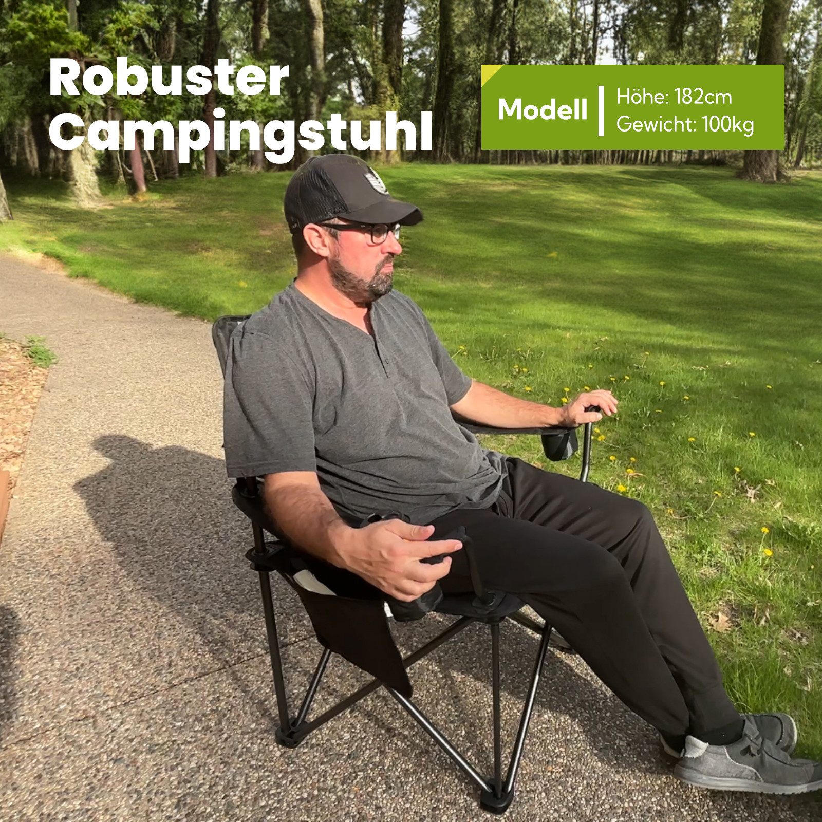 HOMECALL Campingstuhl Übergroßer Klappstuhl mit hoher Rückenlehne, XXL Faltstuhl Gepolstert (Bis 360KG Belastbar, 1 St), Robust und Zuverlässig klappstuhl für O – Bild 3 von 5
