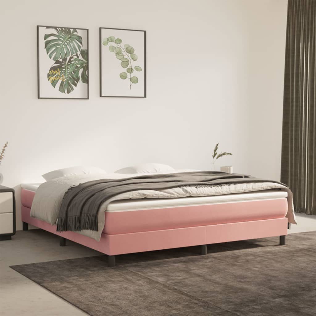 vidaXL Bett Boxspringbett Rosa 160x200 cm Samt