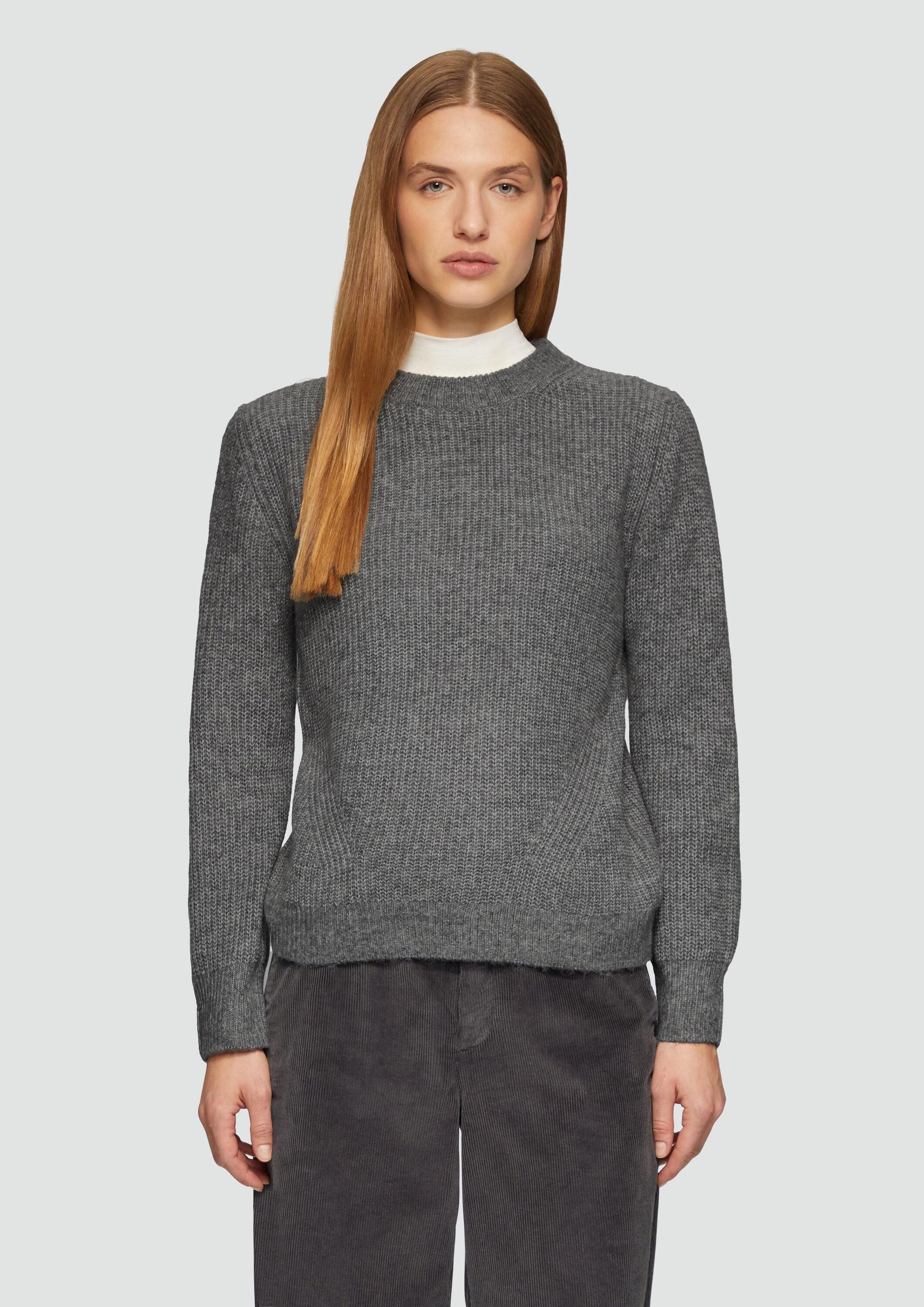 s.Oliver Longpullover Strickpullover Strickpullover mit Rippdetail und Crew günstig online kaufen
