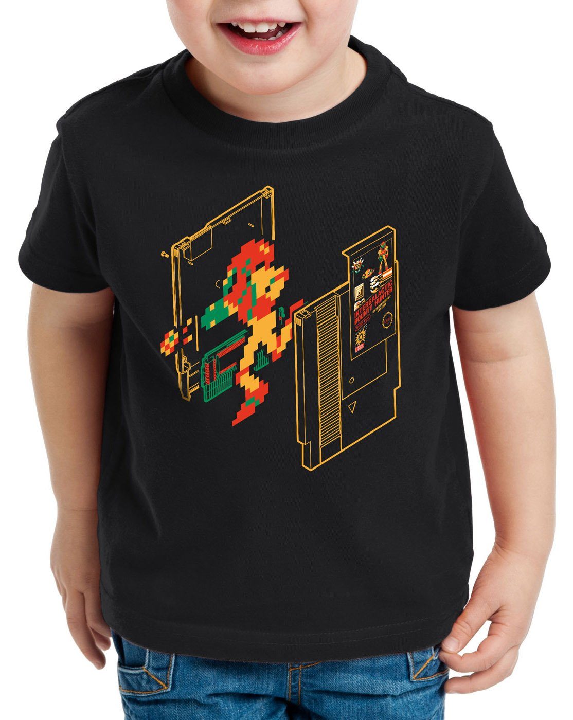 style3 Print-Shirt Kinder T-Shirt Retro Samus classic gamer switch nes 8-Bit