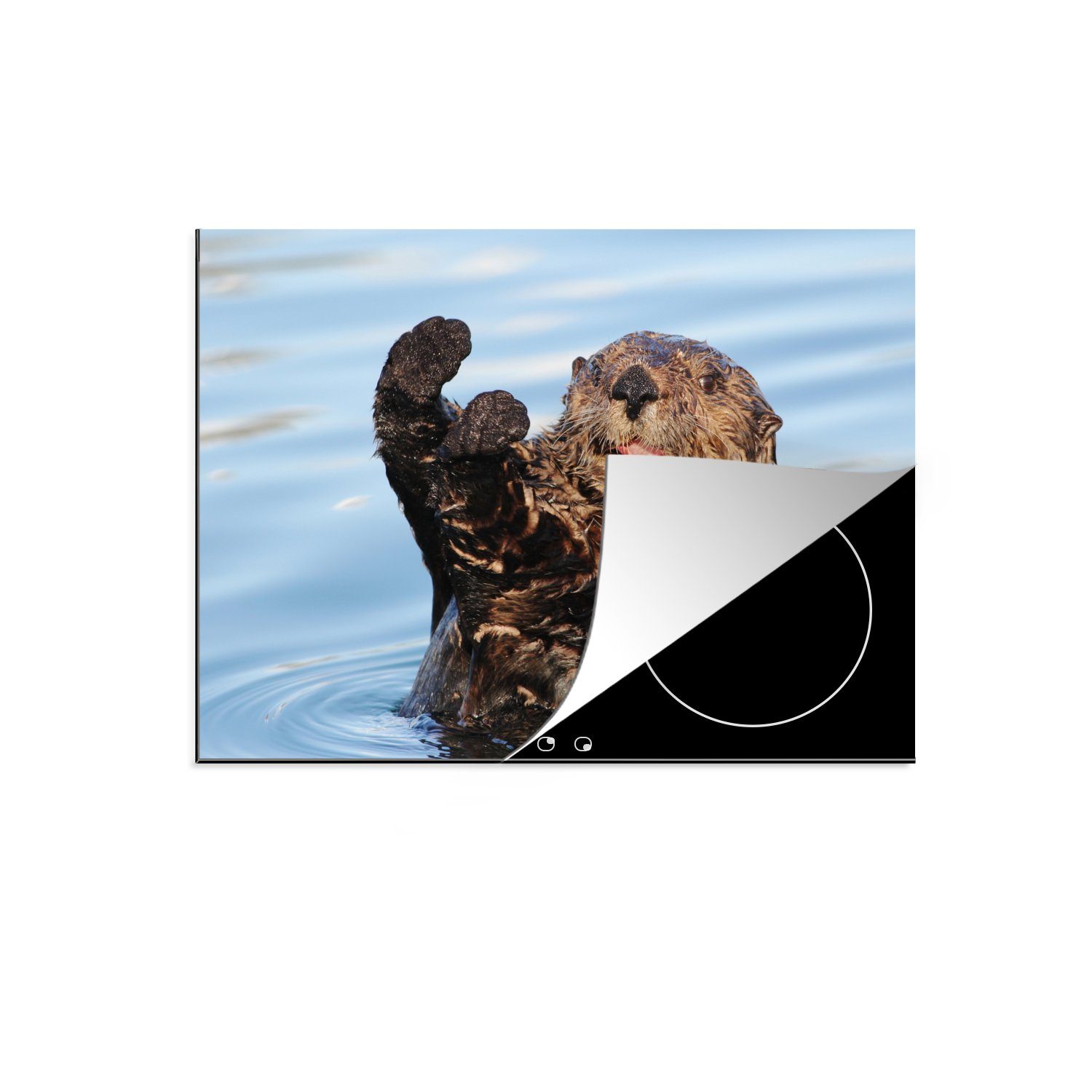 MuchoWow Herdblende-/Abdeckplatte Otter im Wasser, Vinyl, (1 tlg), 70x52 cm, Mobile Arbeitsfläche nutzbar, Ceranfeldabdeckung