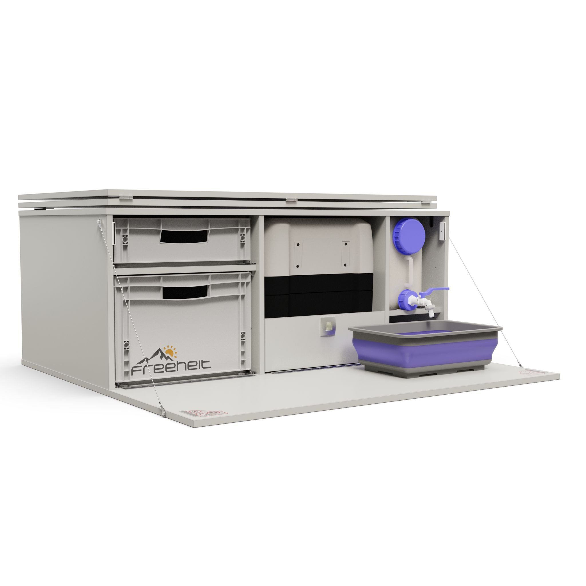 freeheit Schrankmodule (Minivan Campingmodul Schlafsystem mit Kompressorkühlbox Dometic CFF35) Van Hochdachkombi Mikrocamper Küchenblock Freeheit Flexicamp 1008