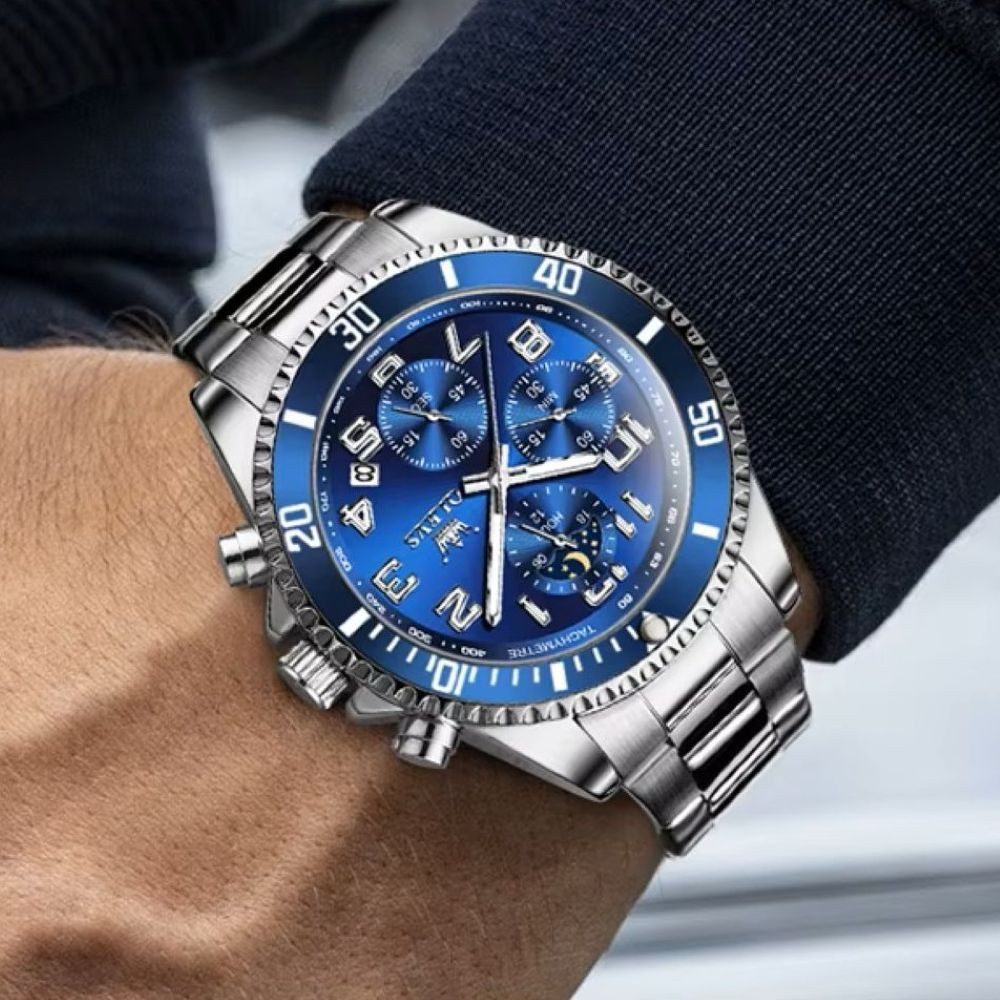 Tidy Quarzuhr Herren Chronograph Uhr mit Tag Nacht Anzeige Edelstahl Armban günstig online kaufen