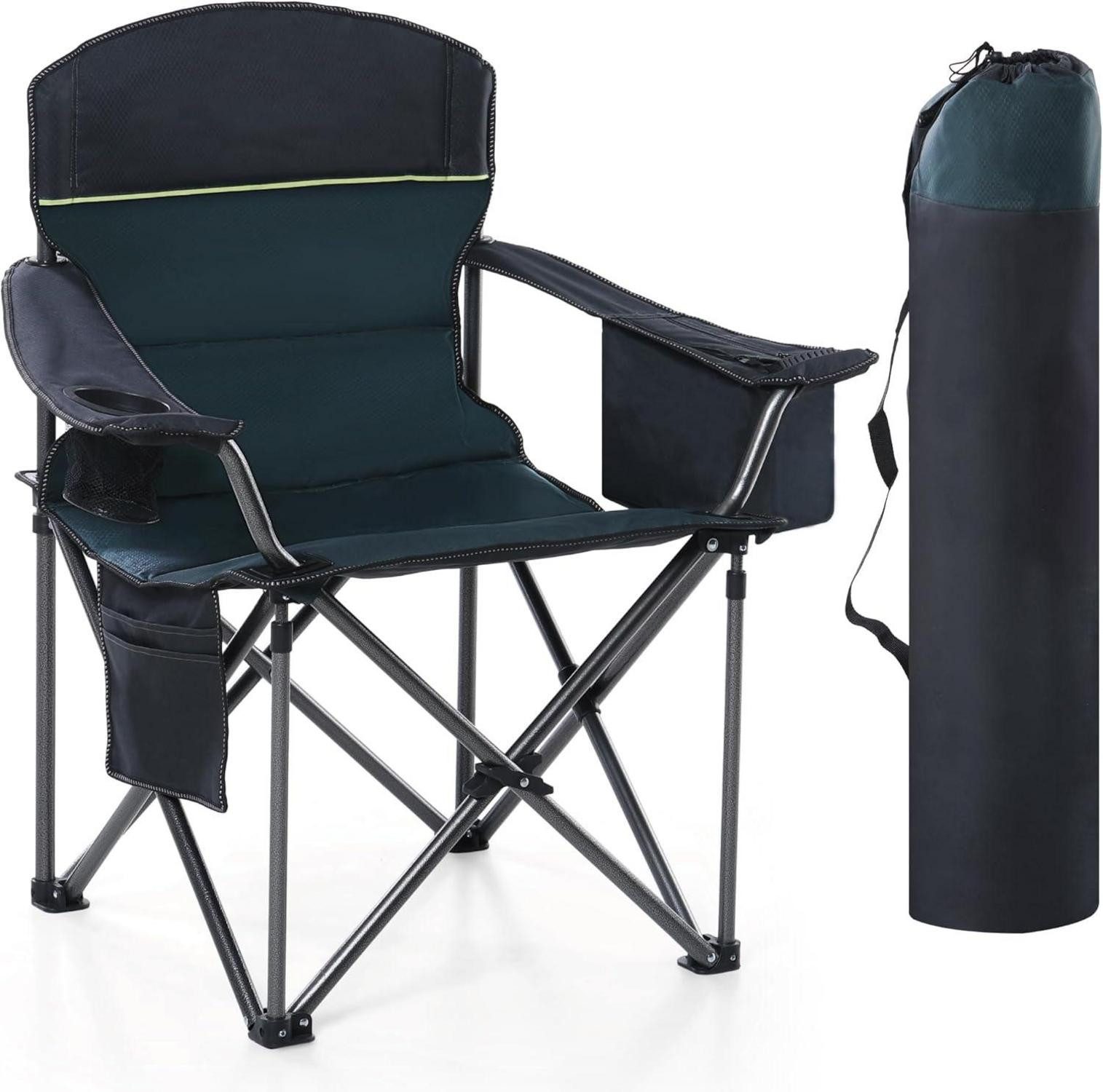 Campingstuhl XXL Campingstuhl Faltbar Gepolstert 200kg Belastbarkeit Outdoor Grün
