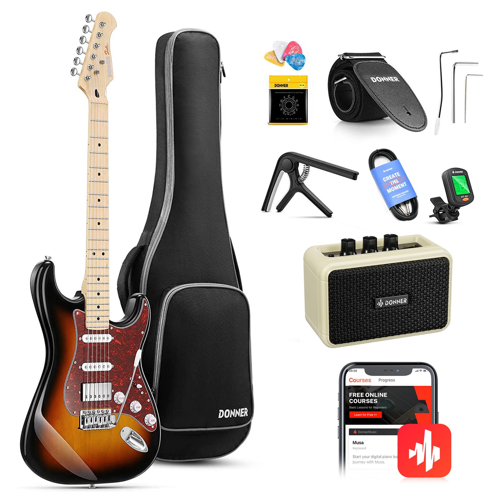 E-Gitarre E-Gitarren Elektro-Akustisch ST E Gitarren Set volle Größe
