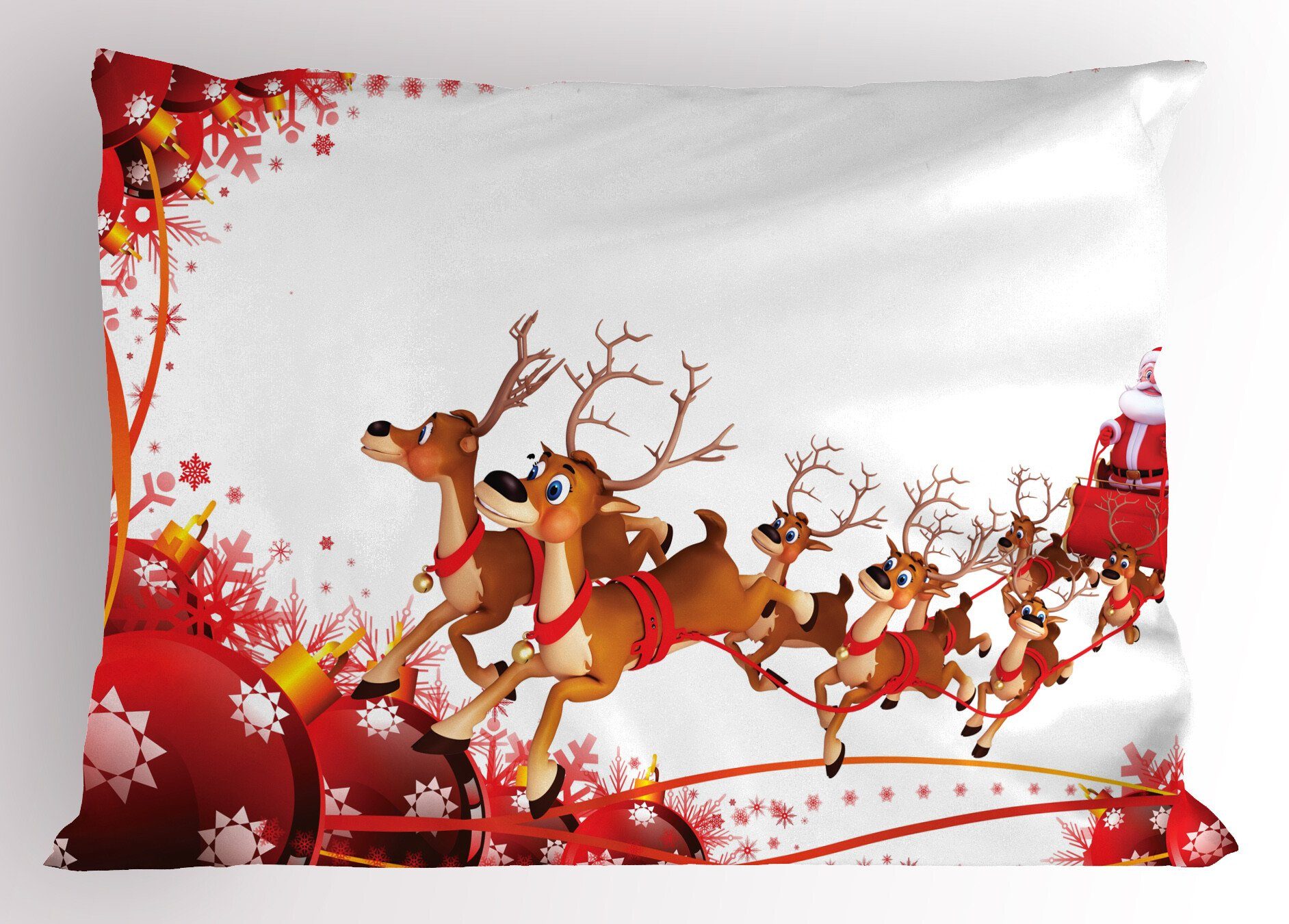 Kissenbezüge Dekorativer Standard King Size Gedruckter Kissenbezug, Abakuhaus (1 Stück), Weihnachtsmann Weihnachtskugeln und Rentiere
