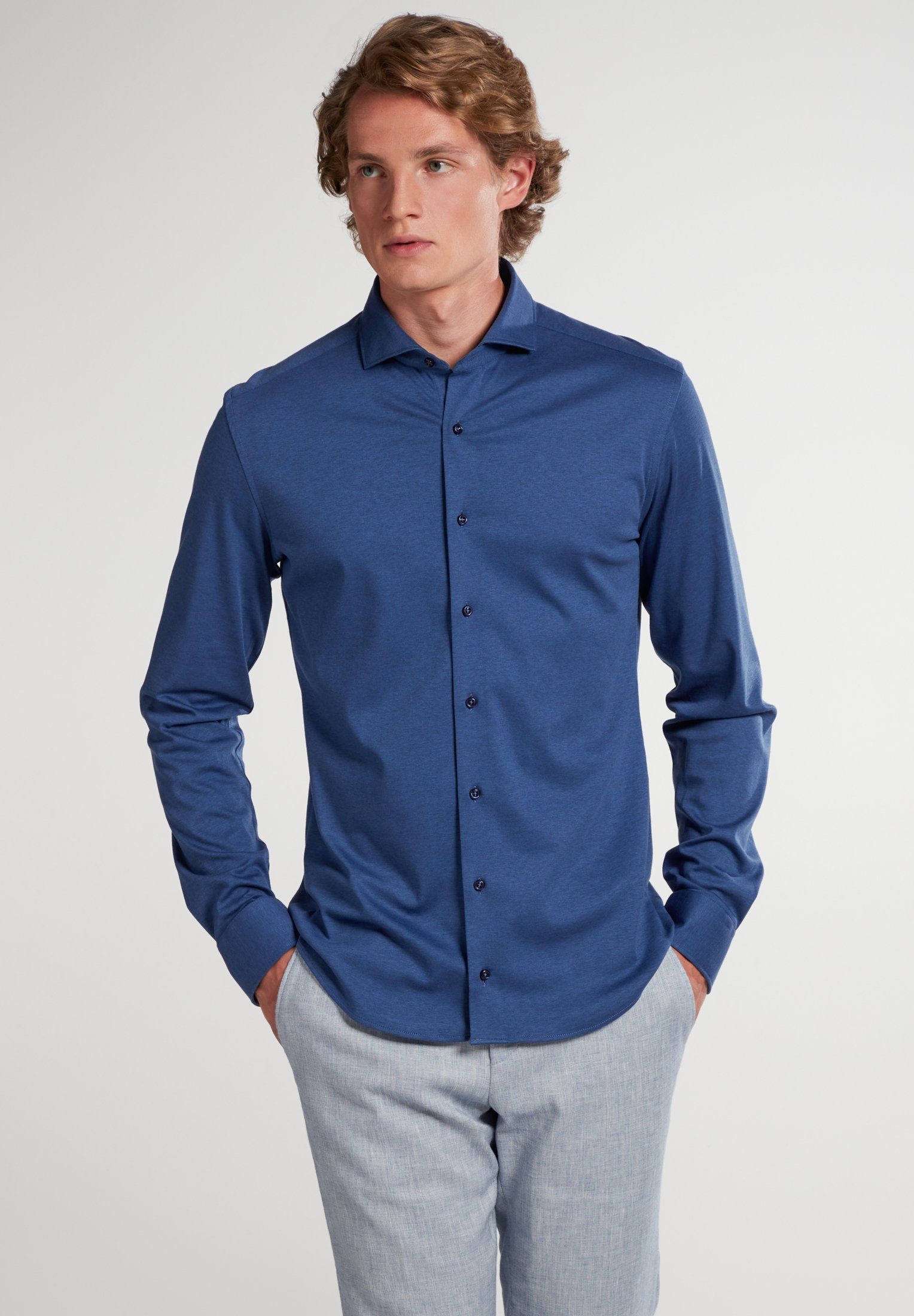 blau Eterna Langarmhemd FIT SLIM