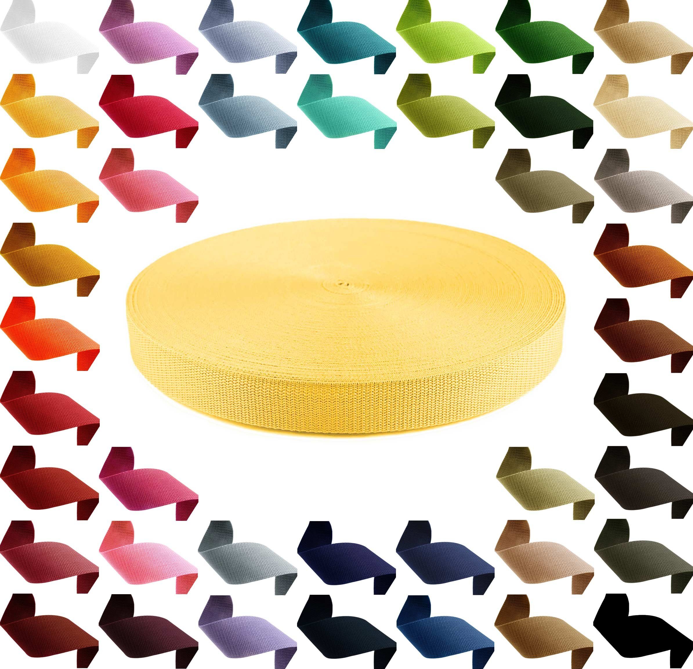 maDDma 12m PP Gurtband, 40mm breit, 1,3mm Rollladengurt, 178 gelb | Rollladen-Ersatzteile