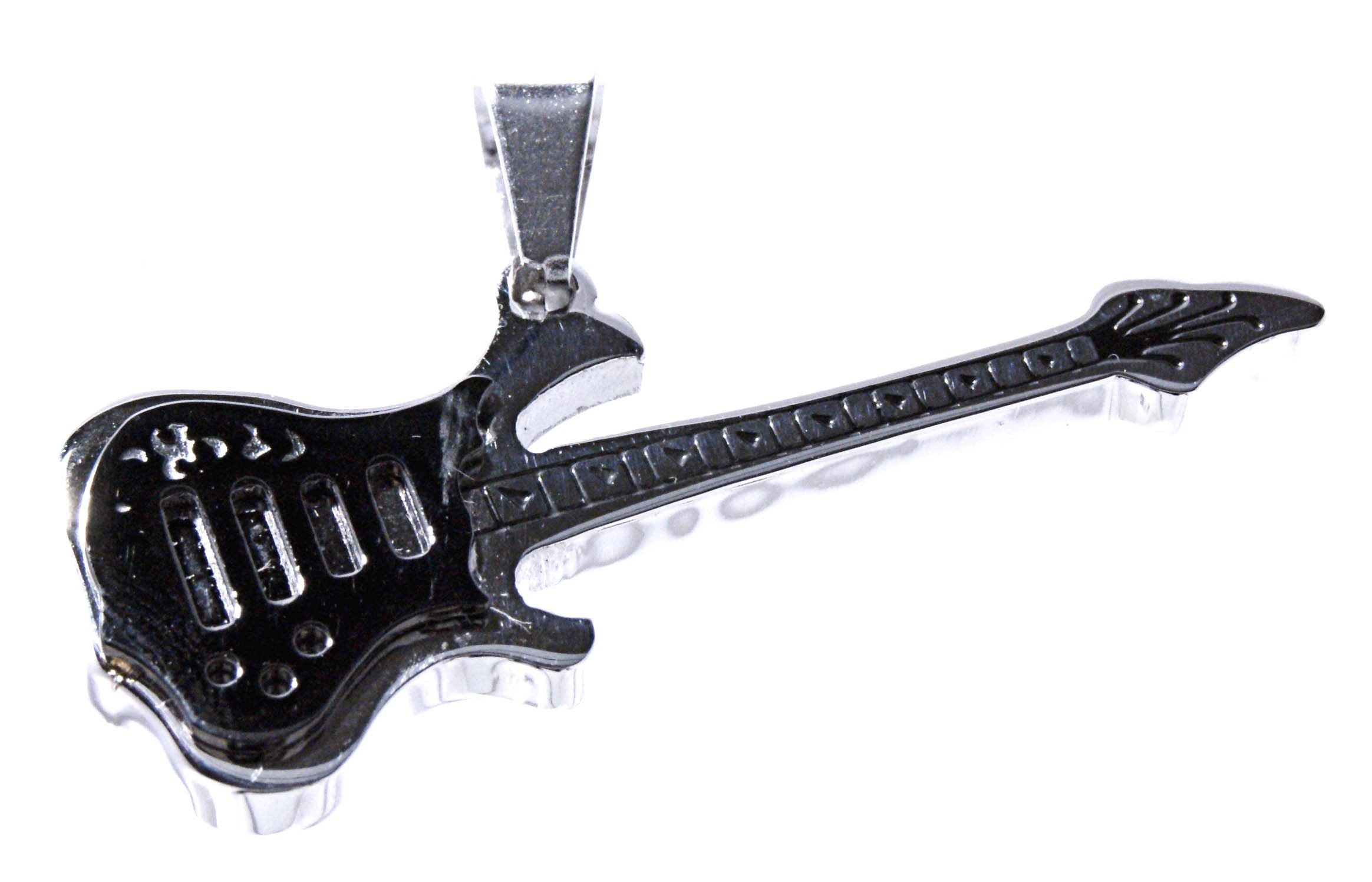 Gitarre Rock&Roll Musik of Klampfe Leather Edelstahl Rock Anhänger Kiss Metal Band Kettenanhänger