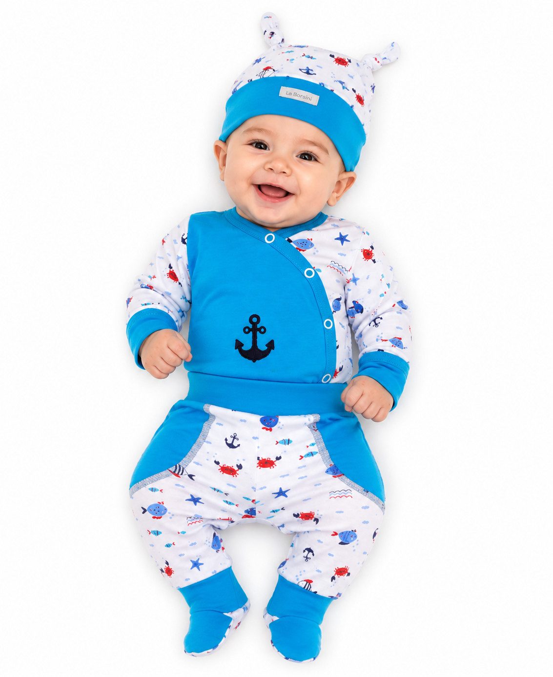 Erstausstattungspaket Body Hose Mütze Erstlingsset in Türkis Baby Anzug