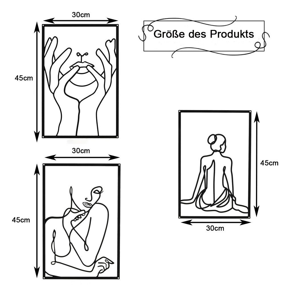 3 Hausdeko Stück Minimalistische Wanddekoobjekt Schwarz aus zggzerg Wanddekoration Wandkunst Metall,