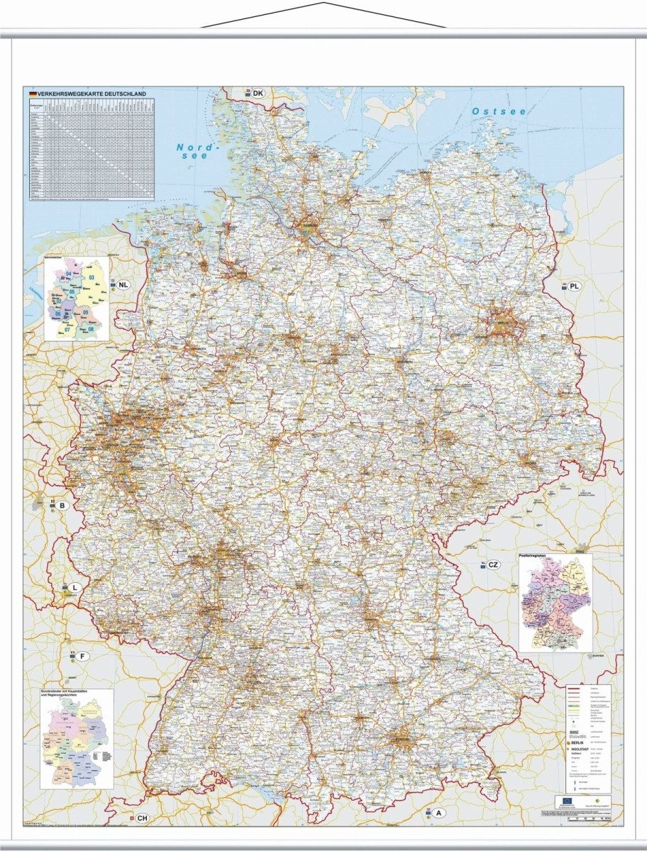 FRANKEN Wandtafel Straßenkarte Deutschland beschreibbare Tafel 1:800.000 97x137cm