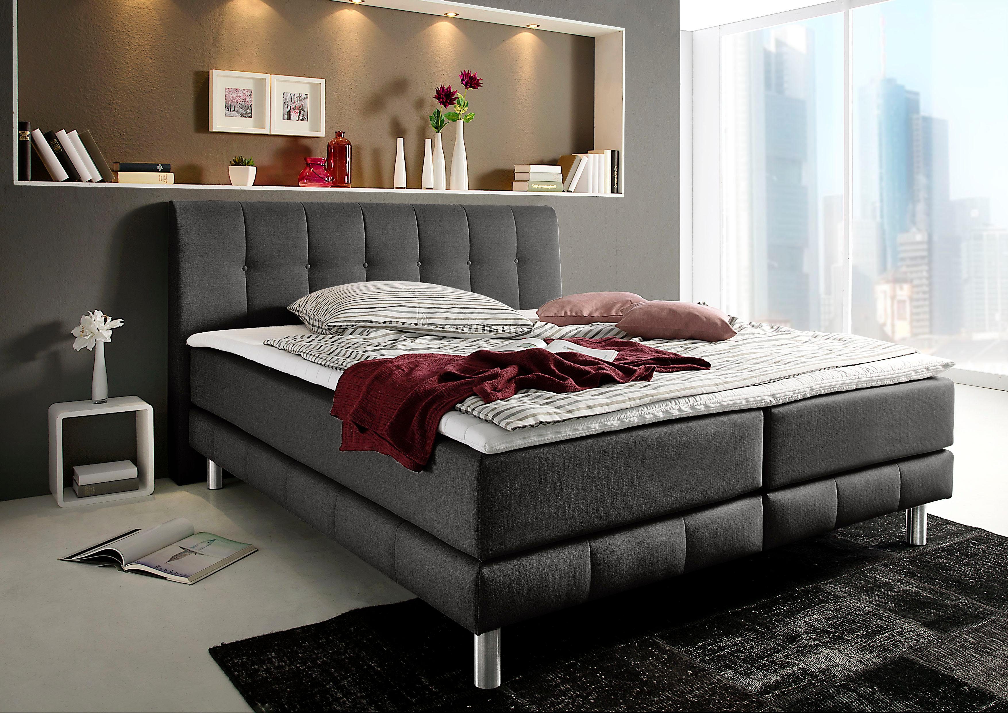 Home affaire Boxspringbett Cafone, inkl. Topper, 5 Breiten, 3 Matratzenarten und 3 Härtegraden wählbar