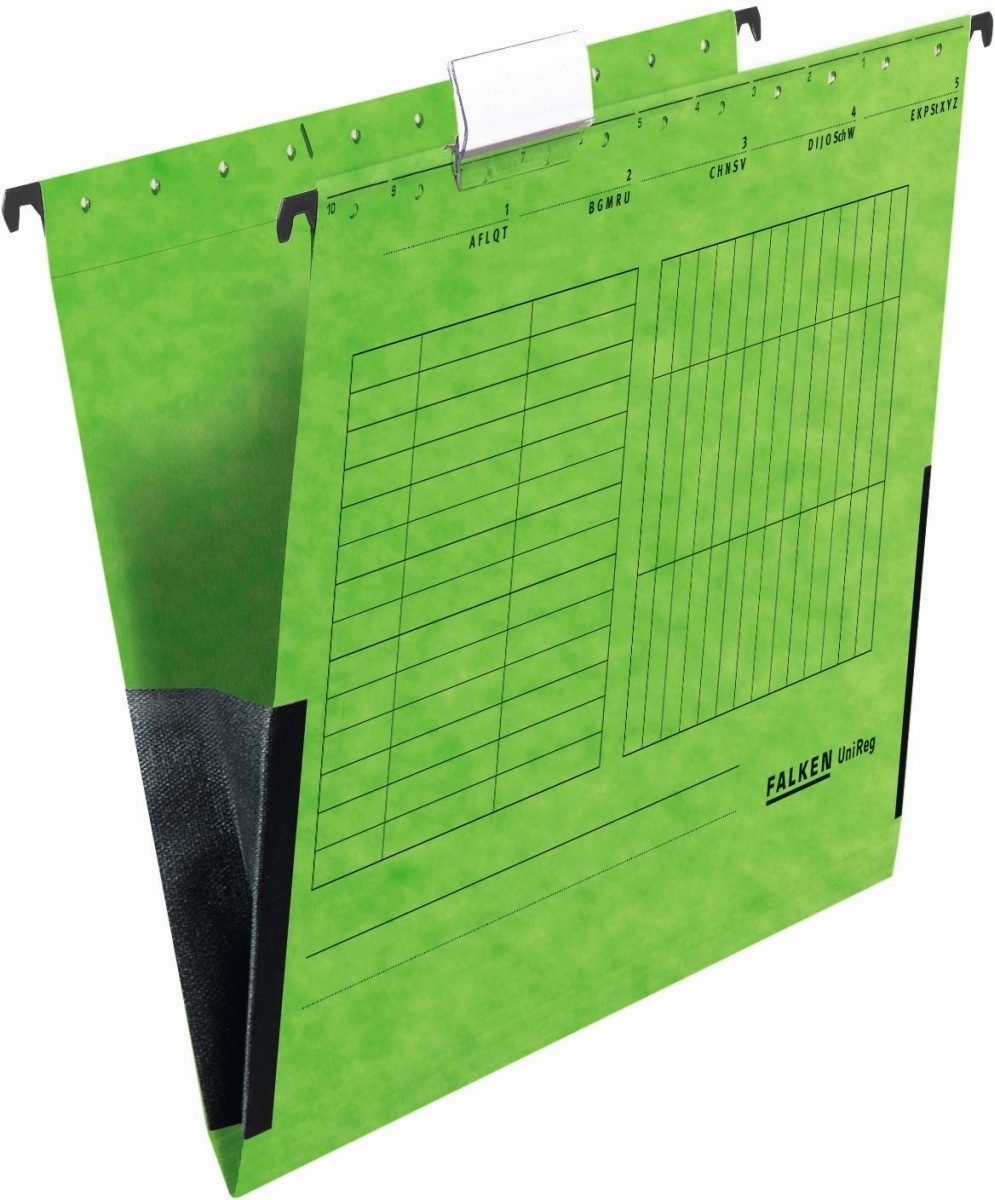 Falken Hefter Hängetasche UniReg Kraftkarton 230g/qm mit Leinenfröschen grün VE=5x5