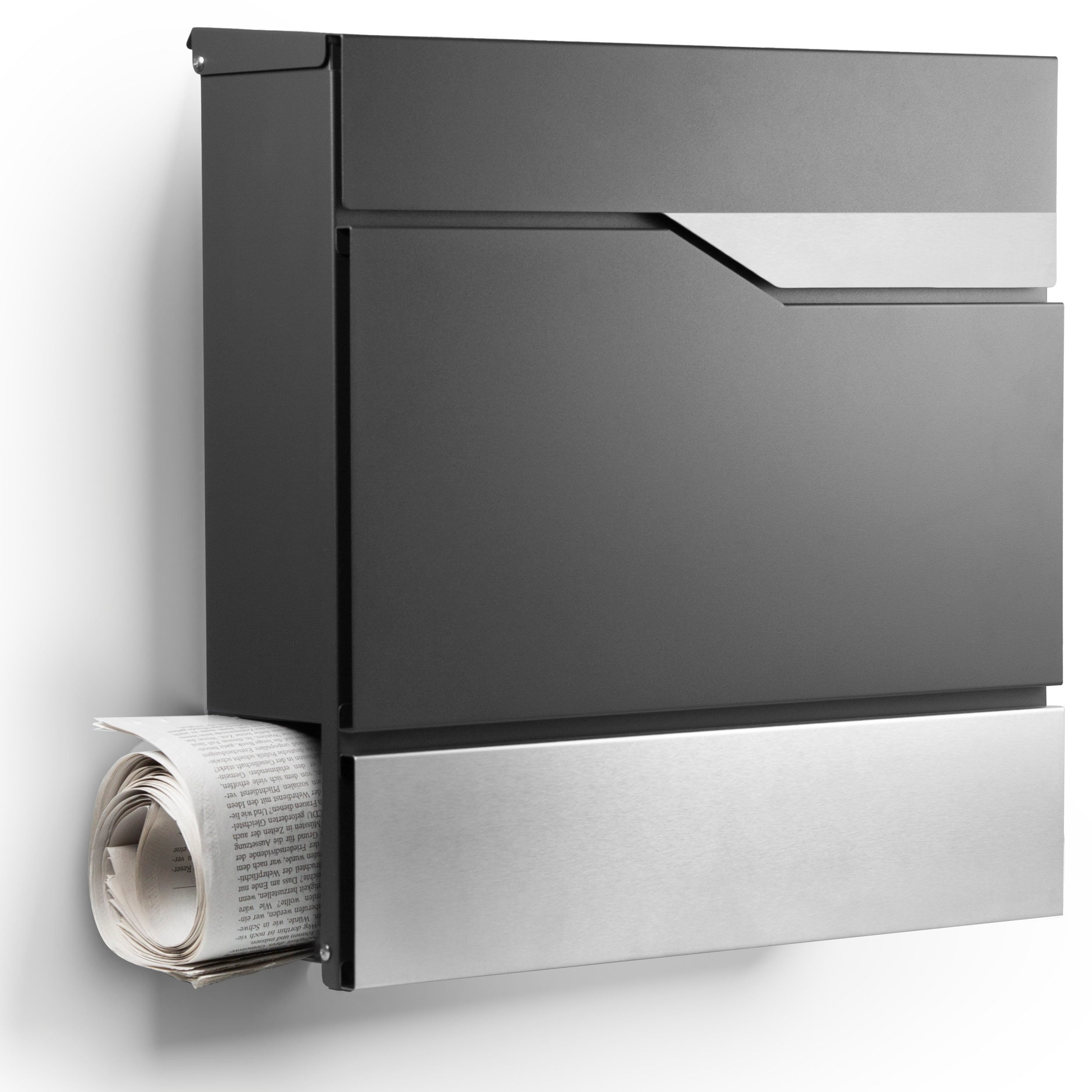 NewHabitat Briefkasten Moderner Wandbriefkasten Personalisierbar Anthrazit RAL7016 (Komplettset, Modell: Manhattan), Rostfrei