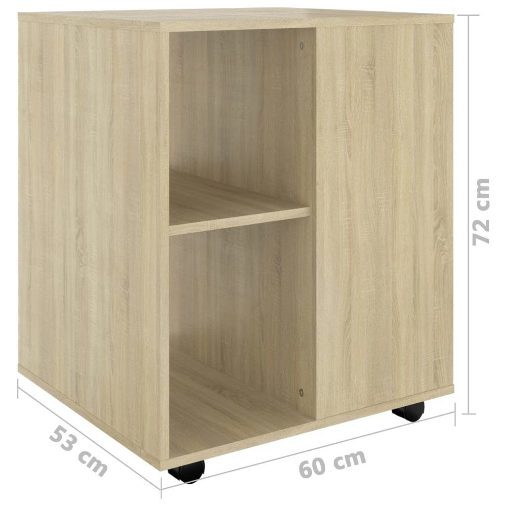 vidaXL Fächerschrank (1-St) 60x53x72 Sonoma-Eiche Rollschrank Sonoma cm Holzwerkstoff Eiche