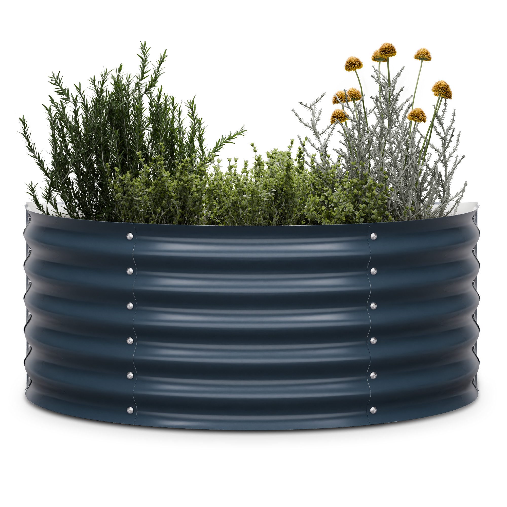 blumfeldt Hochbeet High Grow Half Circle Hochbeet Metall 105 x 43 x 60cm, Pflanzkübel Outdoor Balkon außen groß Metall Garten