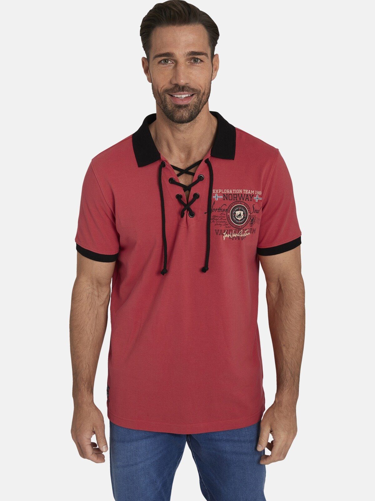 Jan Vanderstorm Poloshirt ELJAR Saumschlitzen lässigen mit