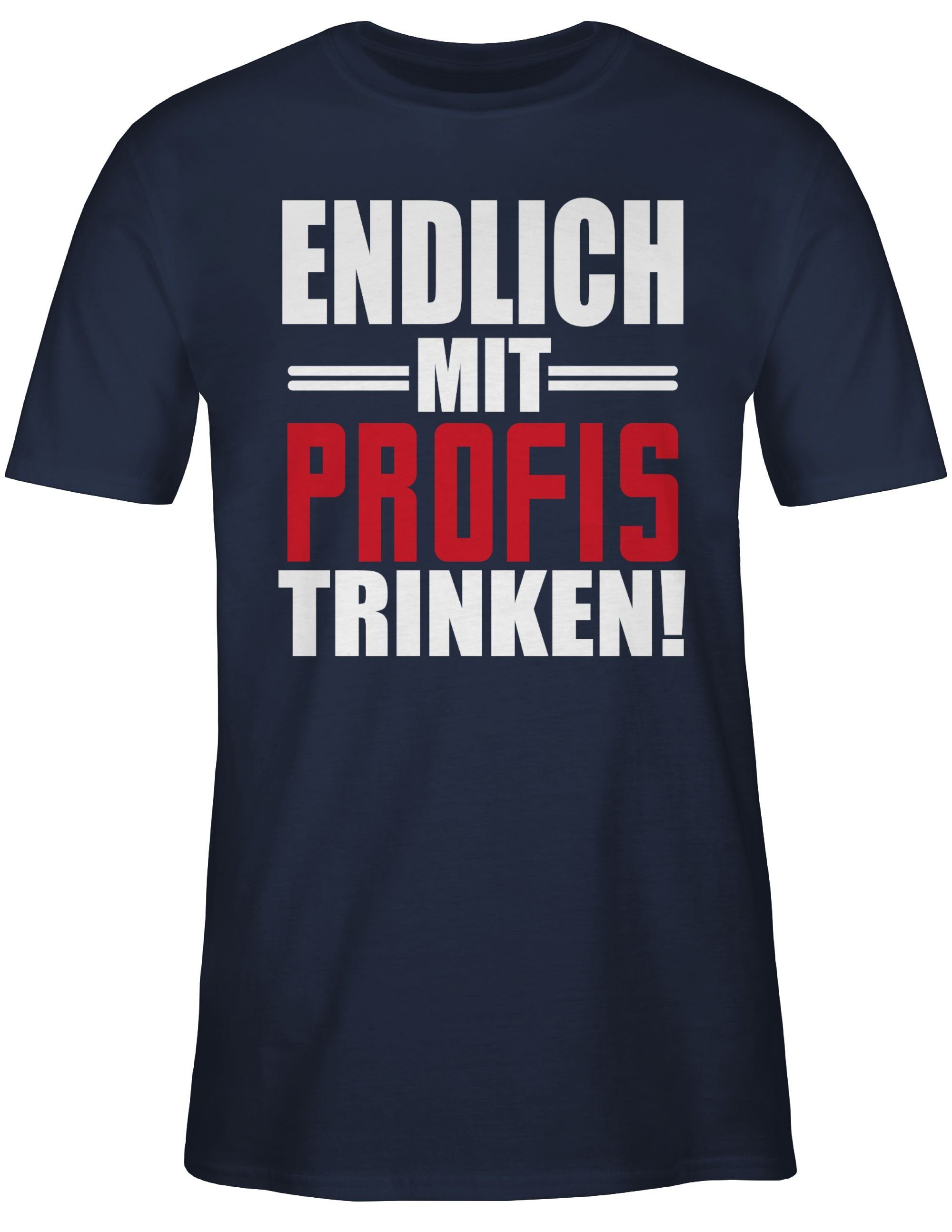 Shirtracer Alkohol Navy mit Endlich Herren weiß/rot Profis trinken 2 Blau & T-Shirt - Party