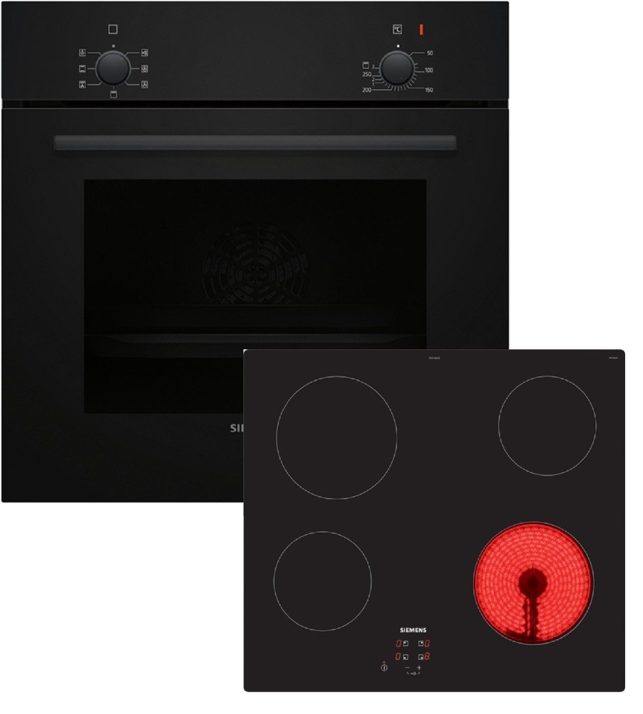 SIEMENS Backofen-Set iQ100 HB010FBA1, mit Auszug nachrüstbar, Halogenleuchte, 3-fache Türverglasung