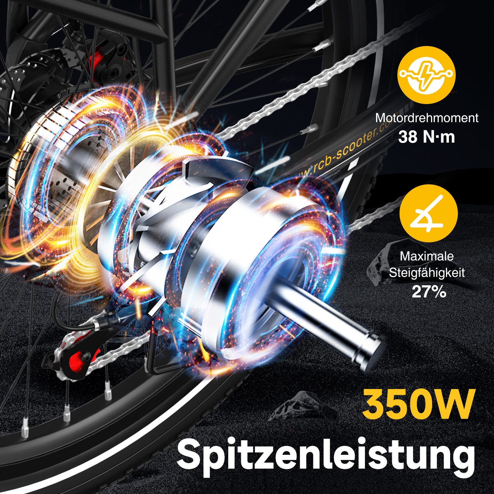 RCB E-Bike Pedelec G6 für Stadt und Gelände,27,5 Zoll Damen Elektrofahrrad,13Ah,80-120 km, 7 Gang, Kettenschaltung, Heckmotor, 468 Wh, APP&NFC, ebike Damen, Drehmomentsensor, max. Geschwindigkeit: 25 km/h