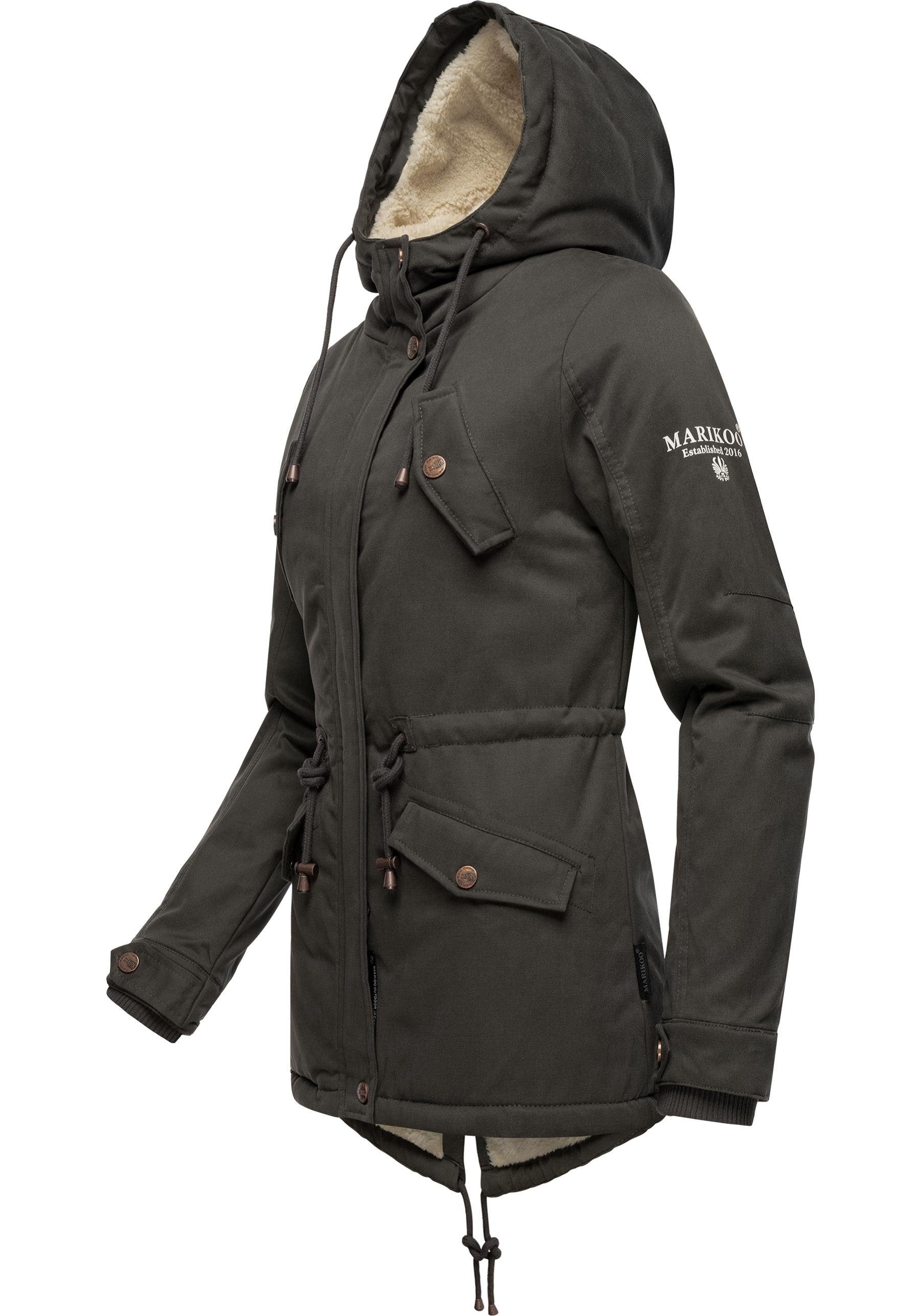 Marikoo Winterjacke Manolya stylischer Kurzmantel mit weichem Teddyfell-Fut günstig online kaufen