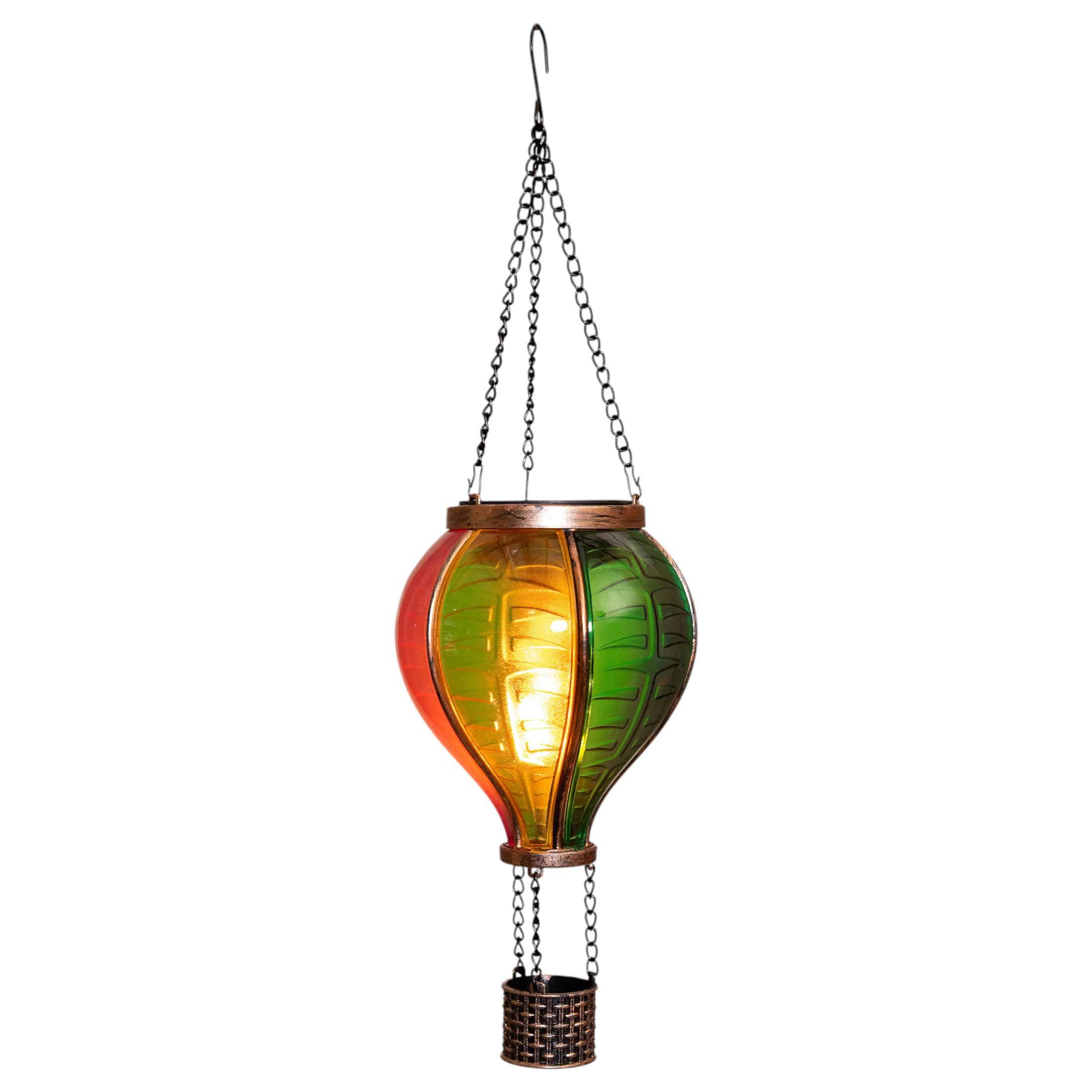 Coen Bakker LED Solarleuchte Hot Air Balloon, LED, amberfarben, Hängeleuchte Heißluftballon bunt 12 LED 11x20cm