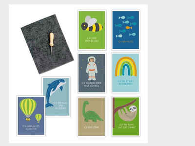 LK Trend & Style Bastelkartonpapier Bastelset zum Prickeln 8 Bestärkungs- Anerkennungskarten, Prickeln Basteln Set