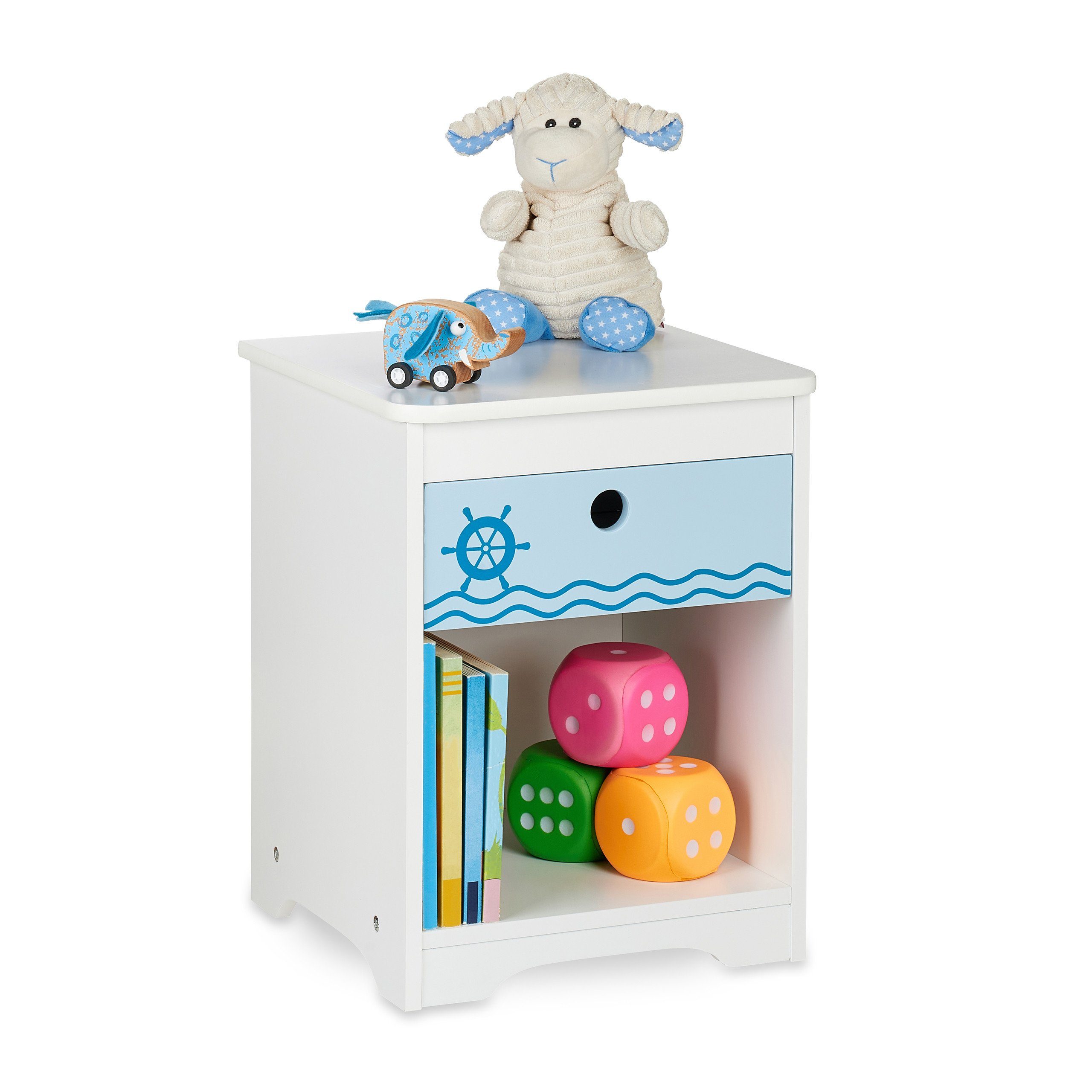 relaxdays Nachtkommode Nachttisch für Kinder mit Schublade (1 St)