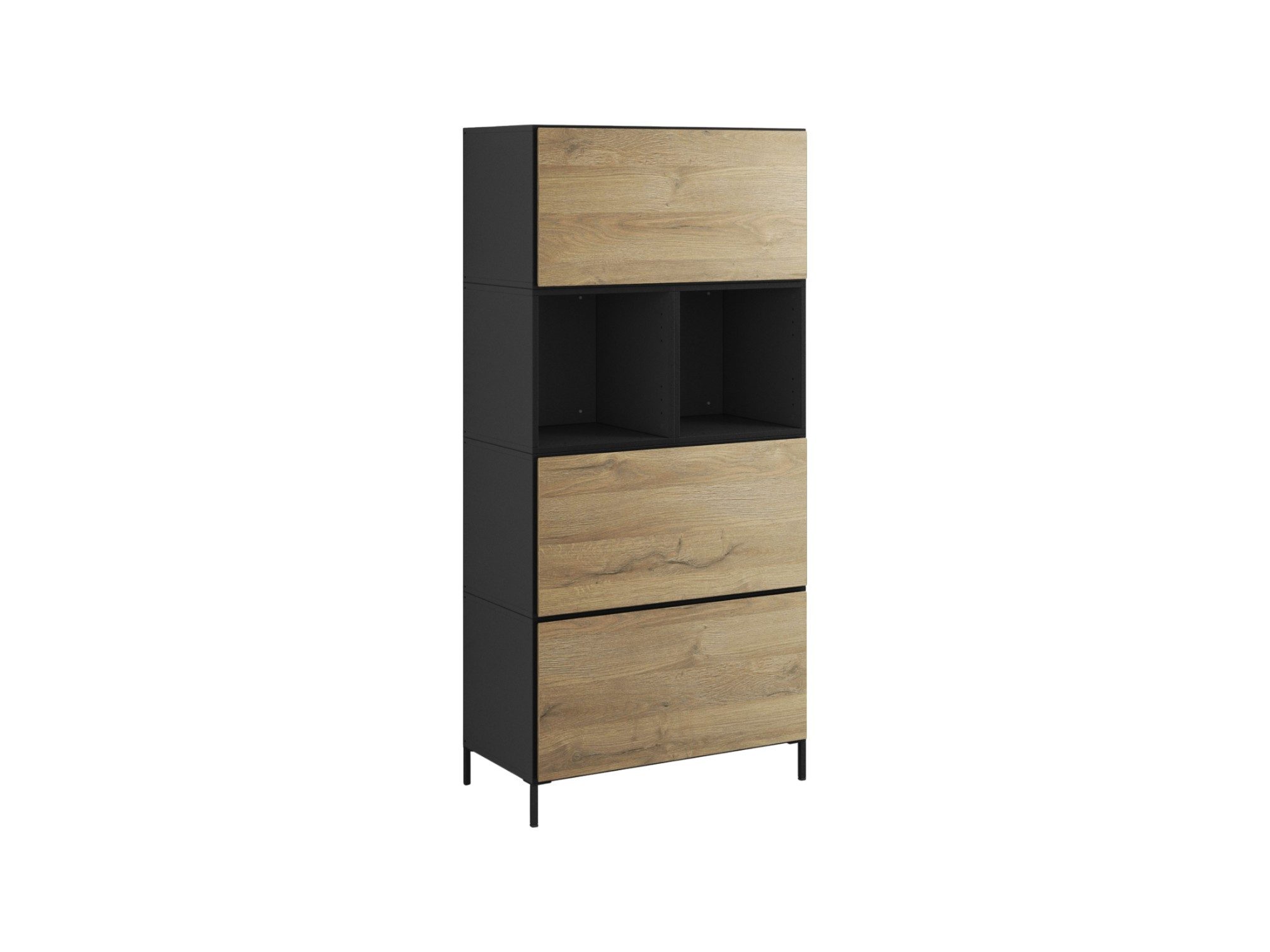 moebel-dich-auf Highboard VARIANTO 8 (Set 5 tlg., Sideboard, 3 Schränke mit Klappen, 2 Regale), Soft-Close, 76 cm breit x 152 cm hoch