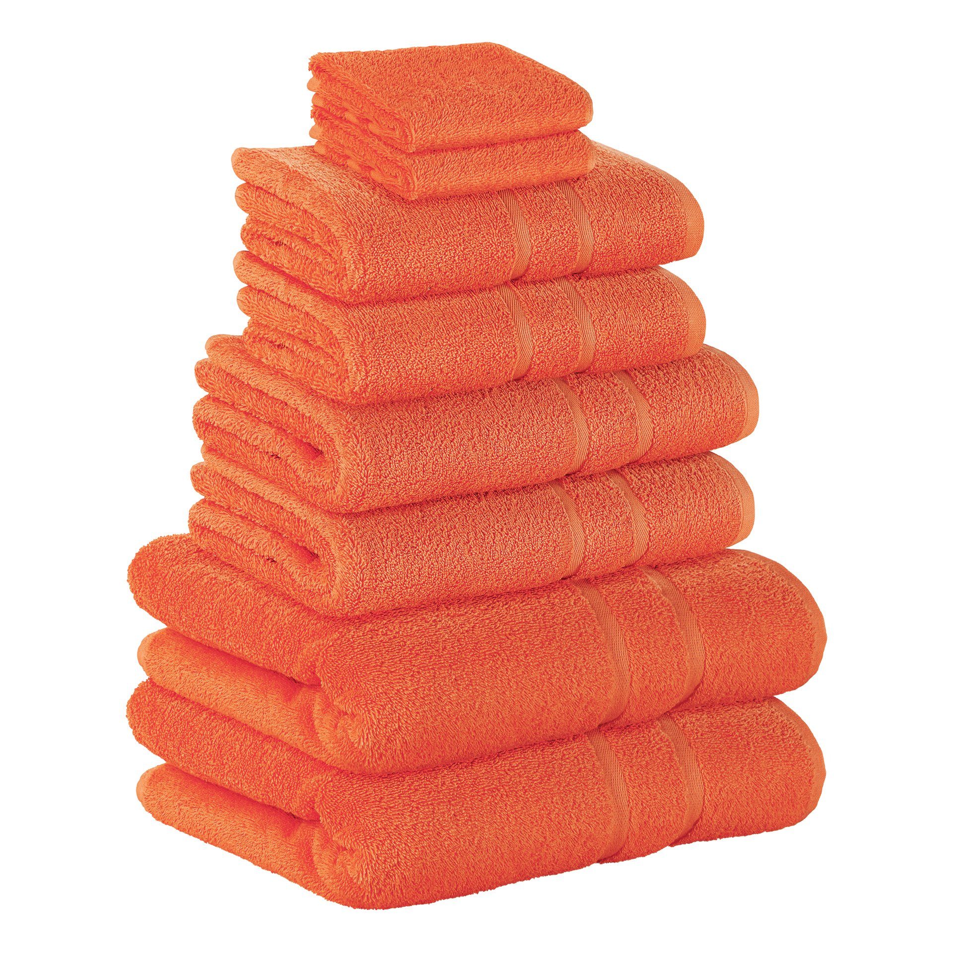 2x 2x 2x 8er Frottee Handtuch 500 Handtuch GSM verschiedenen Pack, Duschtücher Orange in als 500 Baumwolle Teilig) Handtücher Gästehandtuch (8 Baumwolle 2x Farben Badetücher SET GSM Set 100% StickandShine 100%