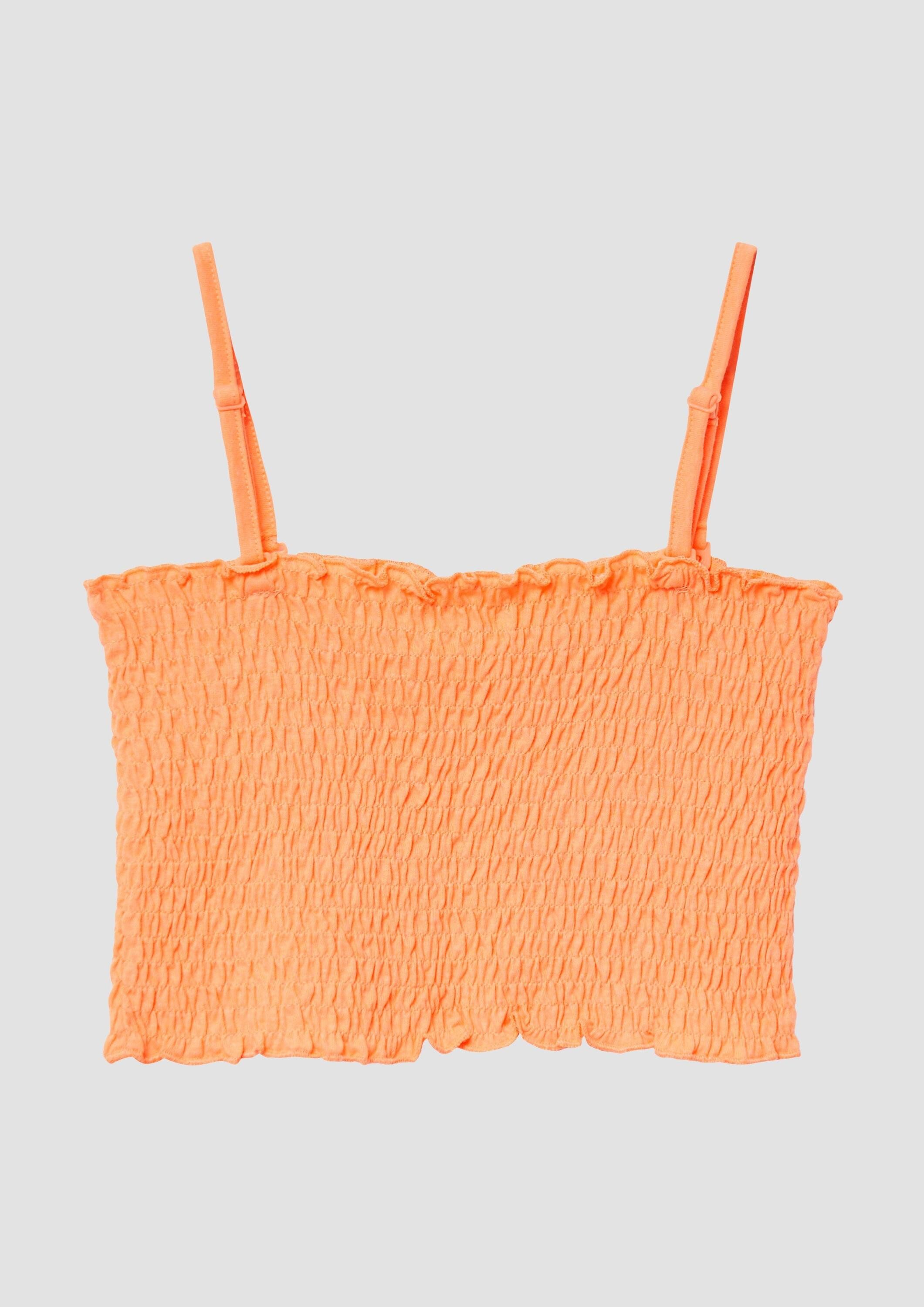 s.Oliver Muskelshirt T-Shirt Gesmoktes Crop-Top mit abnehmbaren Spaghettiträgern