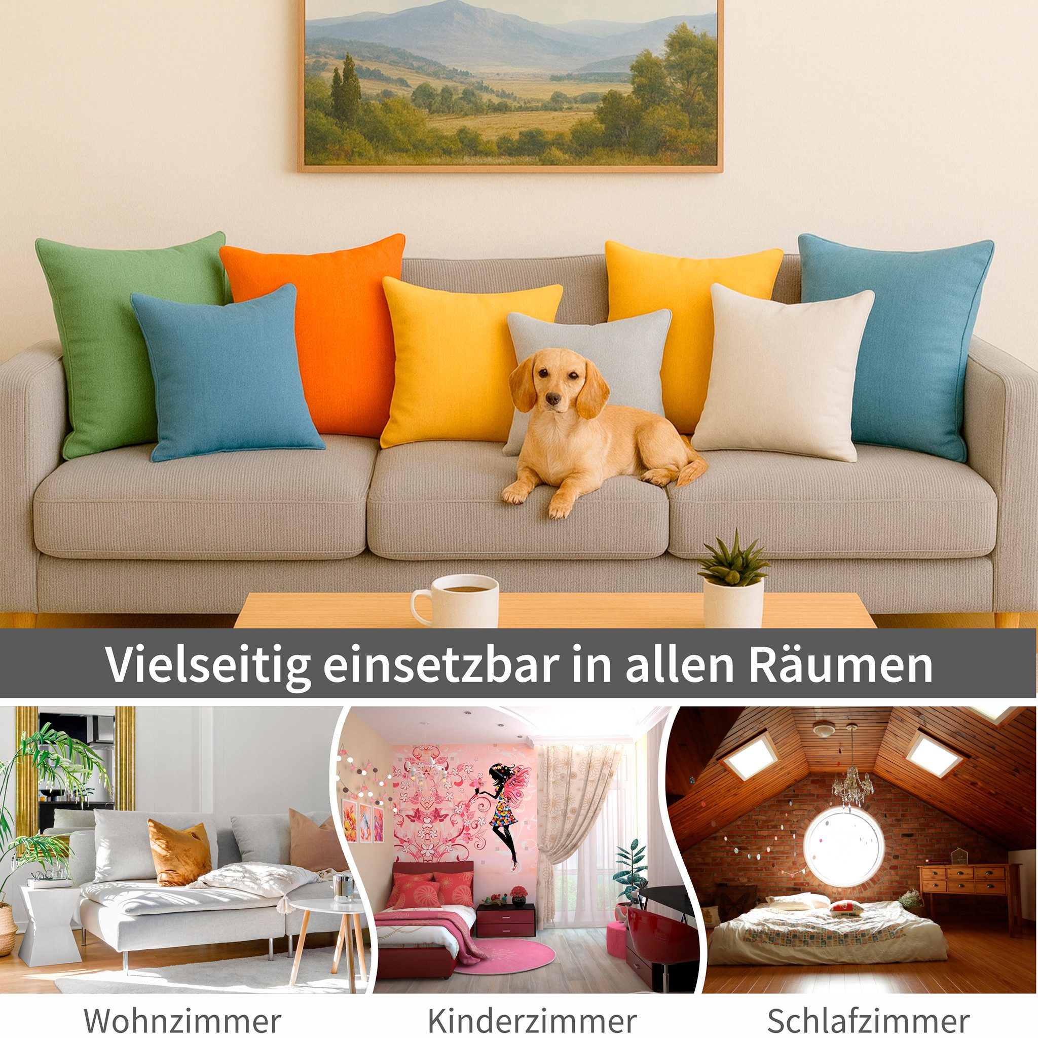 matches21 HOME & HOBBY Kissenbezüge 2er Set Kissenhülle 40x40 cm orange pfl günstig online kaufen