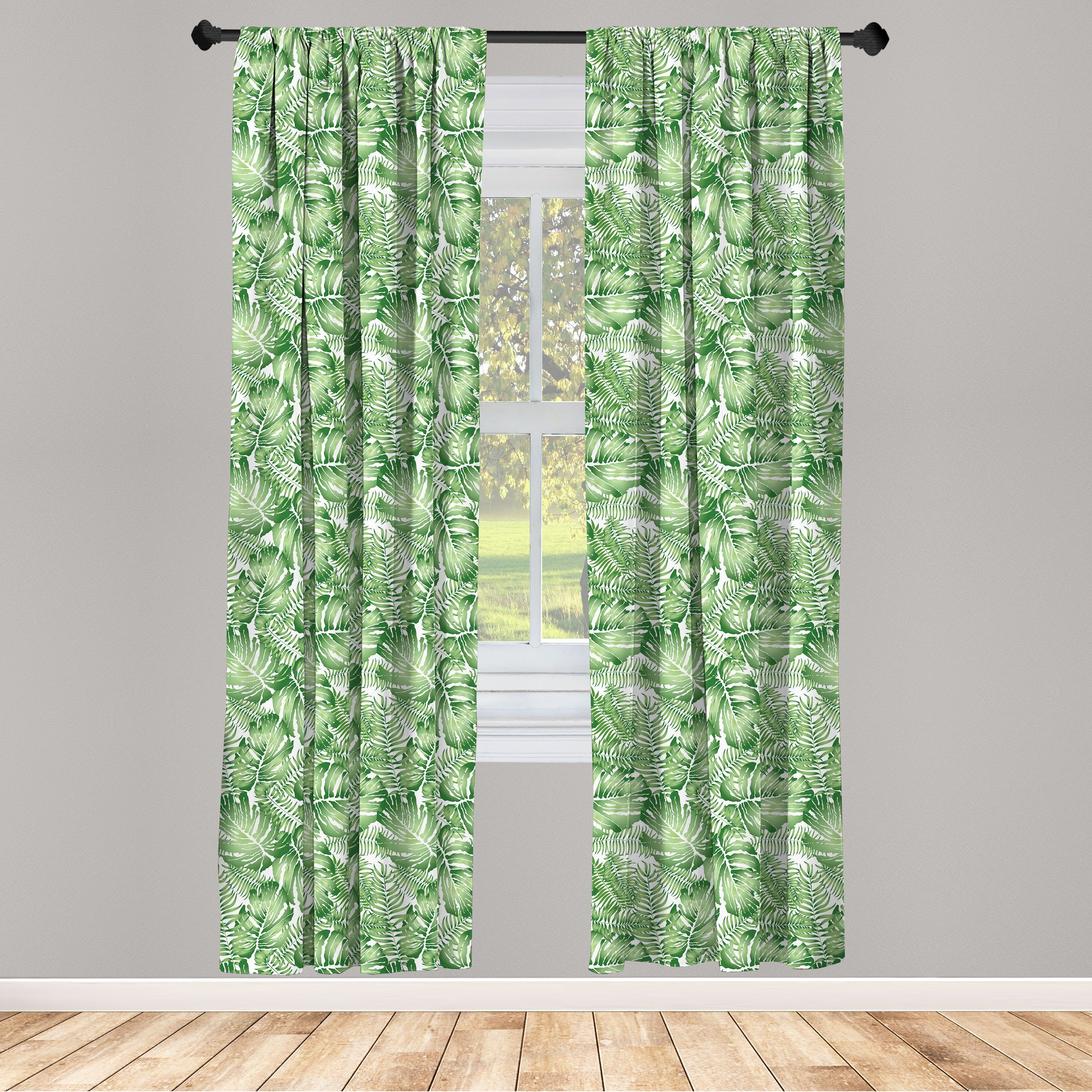 Gardine Vorhang Dekor, Zier Microfaser, für Wohnzimmer Exotische Palm Schlafzimmer Abakuhaus, Tropisch