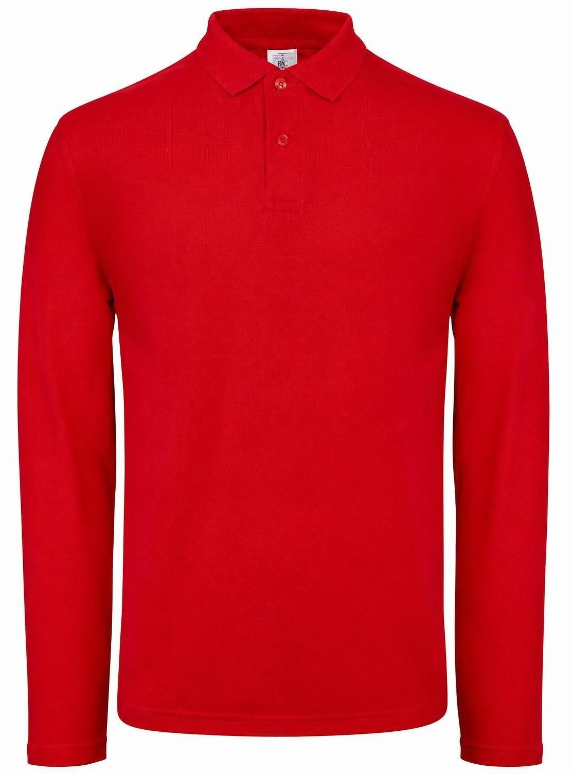 B&C Langarm-Poloshirt Herren Long Sleeve Polo ID.001 / 100 % Baumwollpiqué