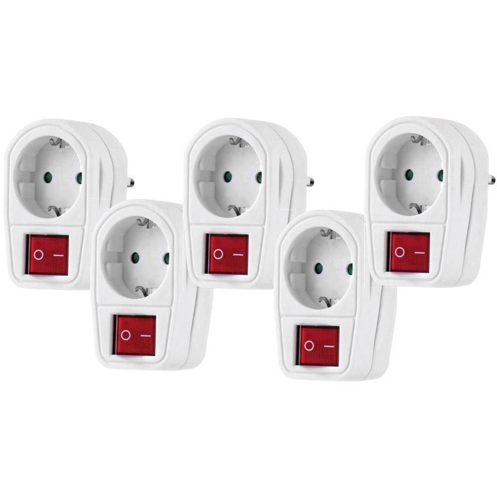 Renkforce Steckdose 5er-Set Schaltbare Zwischensteckdose 2pol