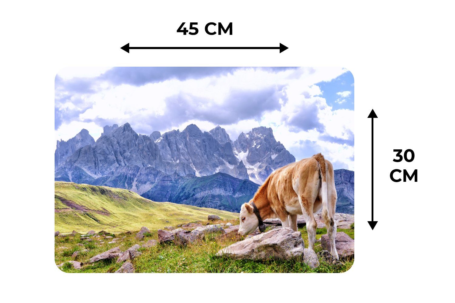 Platzset, - Platzdecken, Schmutzabweisend Alpen Platzmatte, Tischmatten, - MuchoWow, (6-St), Platzset, Berg, Kuh