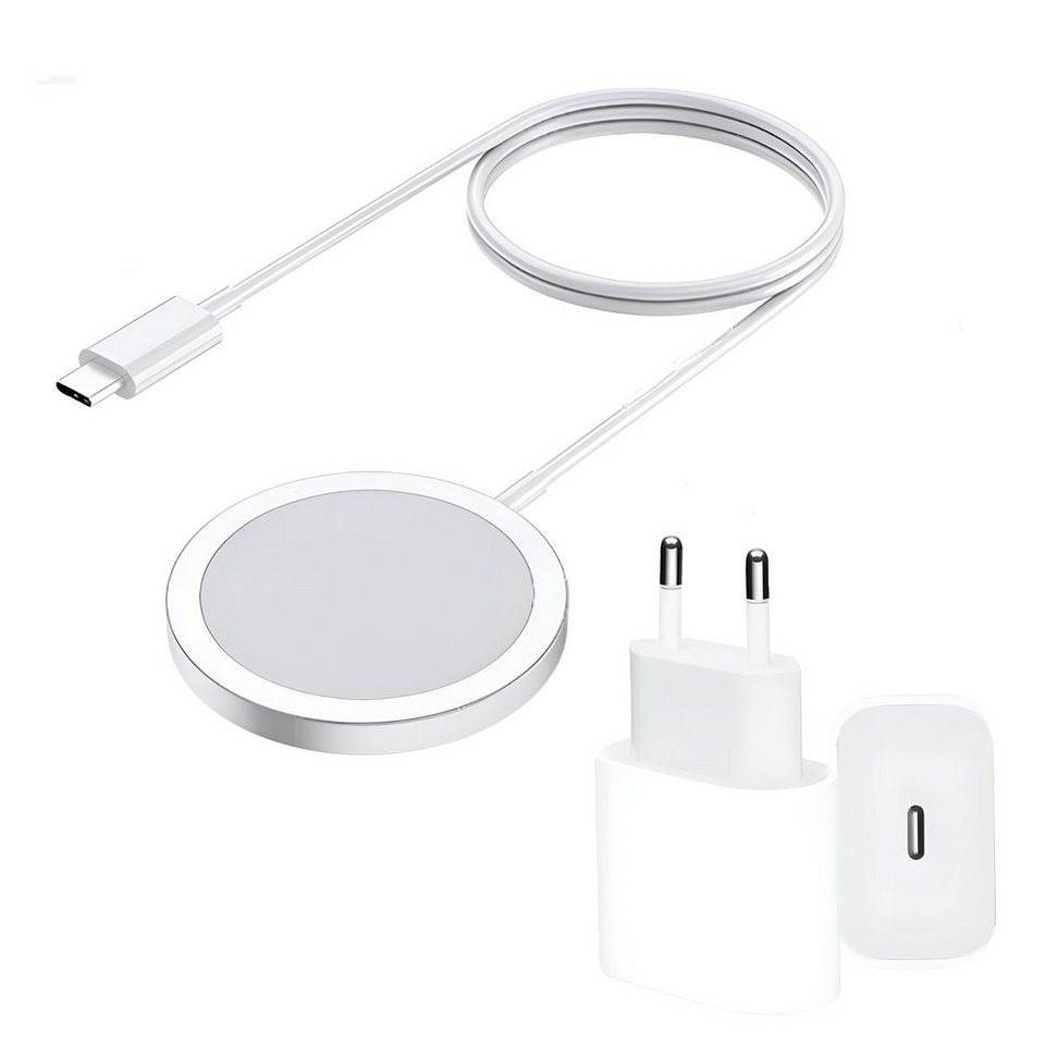 Cyoo Induktives 15W Magnetisches Ladegerät MagSafe für Apple iPhone  Induktions-Ladegerät (set, 2-tlg., 2, 20W Adapter Überhitzung Kurzschluss,  Qi-zertifiziert Samsung Huawei)