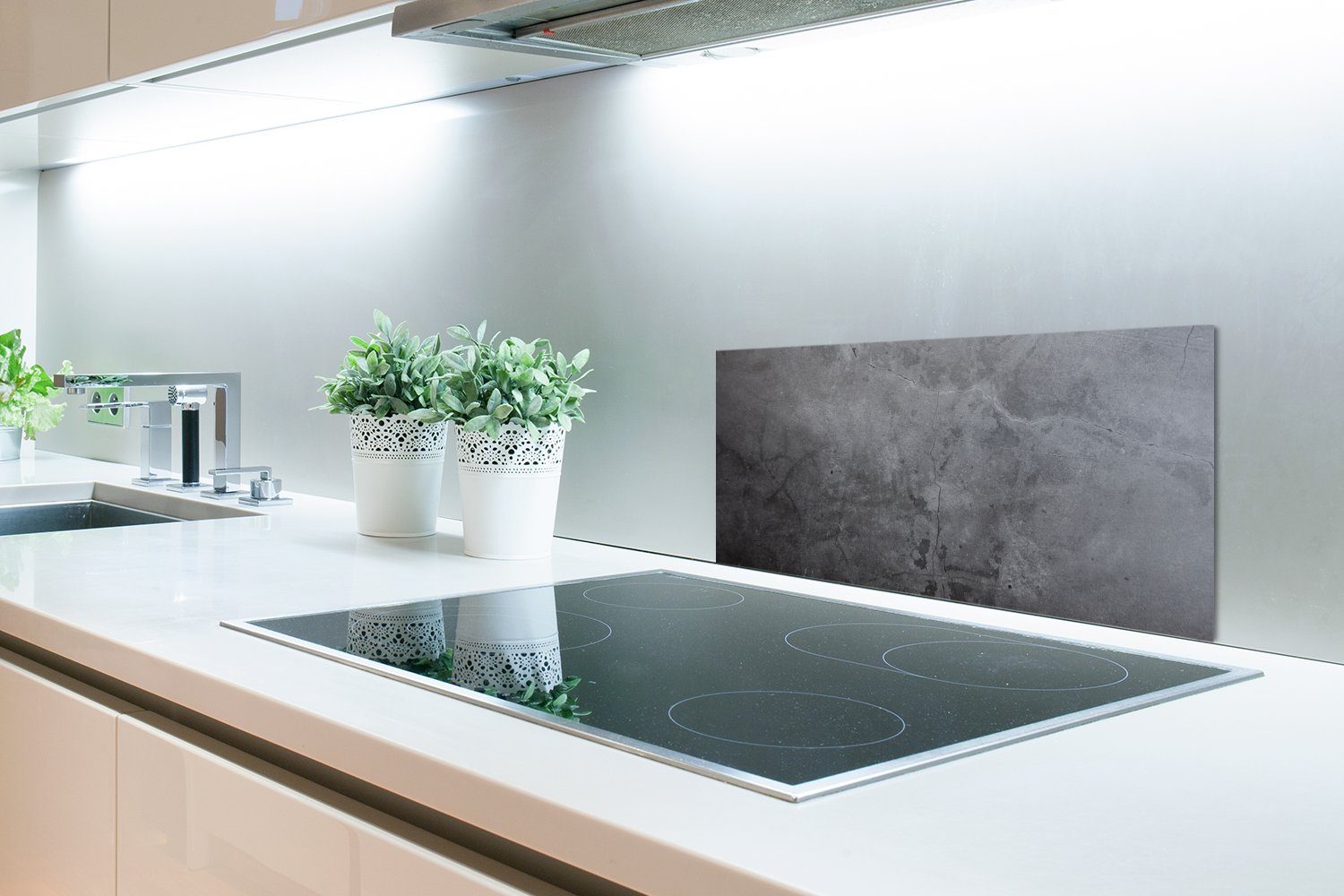 Küchenrückwand Grau Schmutzflecken MuchoWow - 60x30 Beton - - Fett Küchen cm, Retro, - für und Wandschutz, Industriell Schiefer gegen (1-tlg),