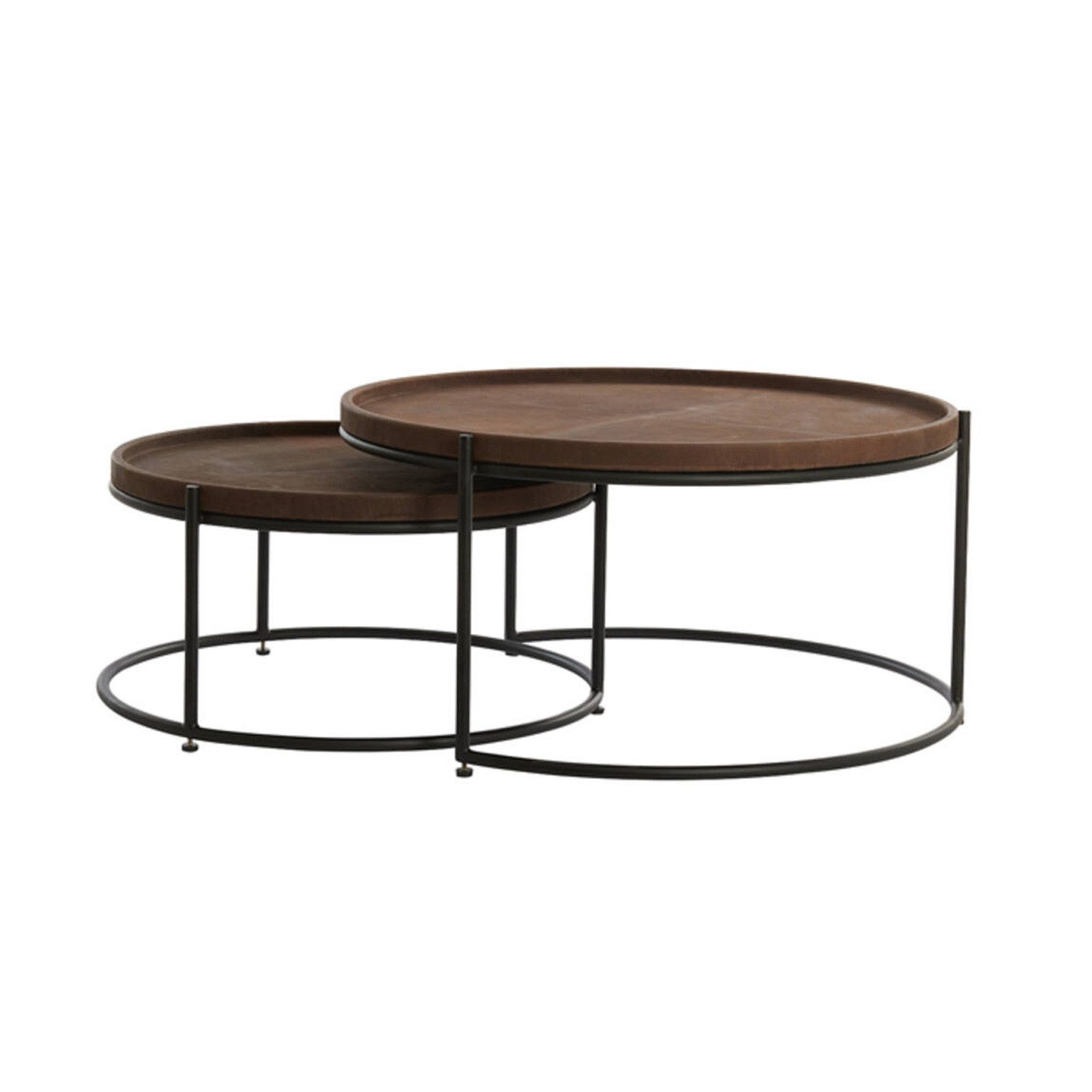 Light & Living Couchtisch Couchtisch 2er Set JAIRO Light & Living Wohnzimmertisch Leder braun