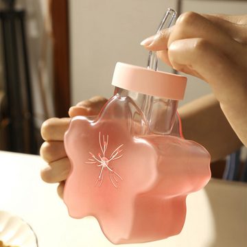 yozhiqu Tumbler-Glas 350ml kreative Wasserflasche, wunderschöner Kirschblütenbecher, Geeignetes Geschenk für Geburtstage, Erntedankfest, Partytreffen